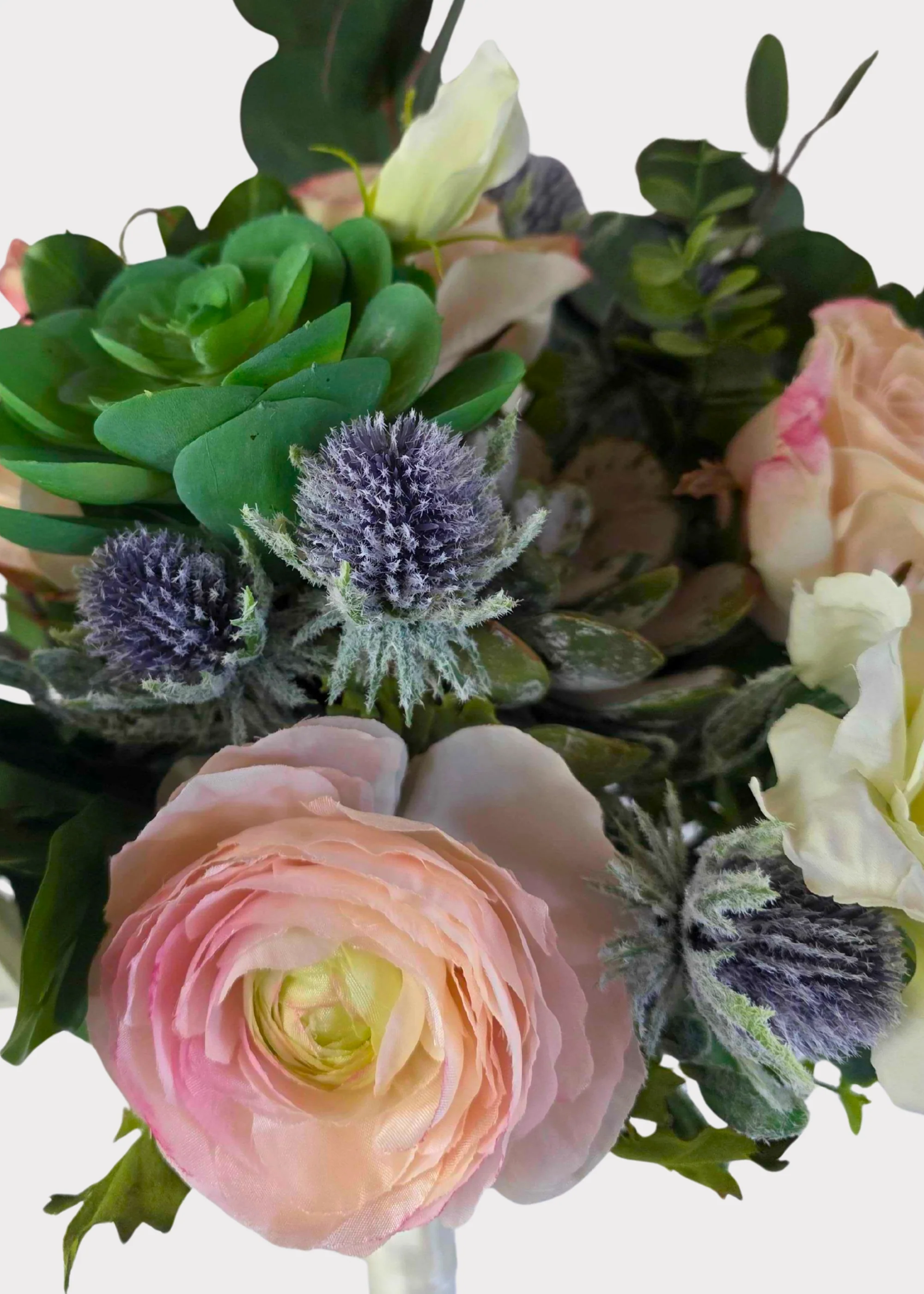 Pink Artificial Rose and Succulent Bouquet - 19" - Image 3