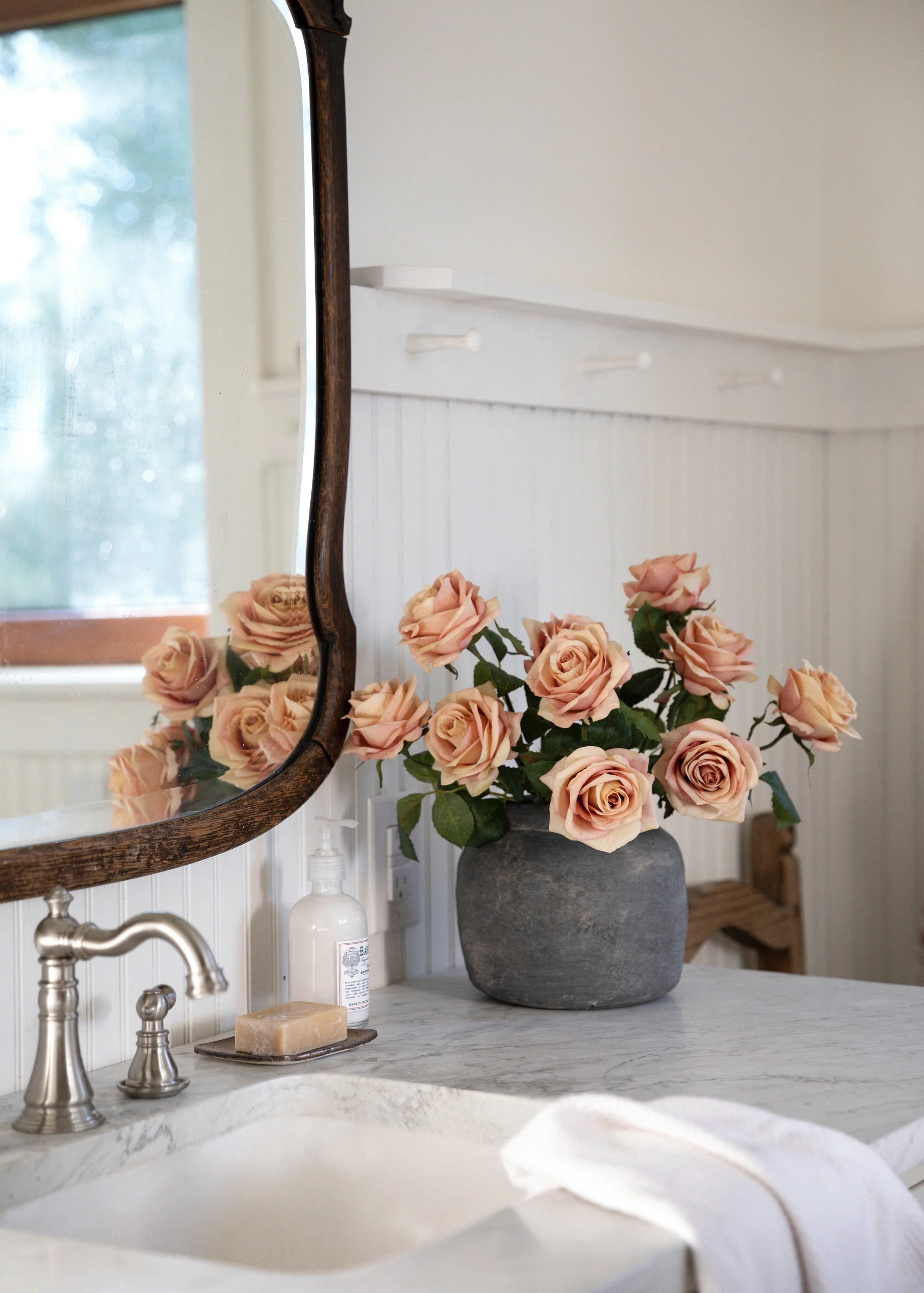 Sunset Pink Silk Rose Flower - 21.5" - Image 3