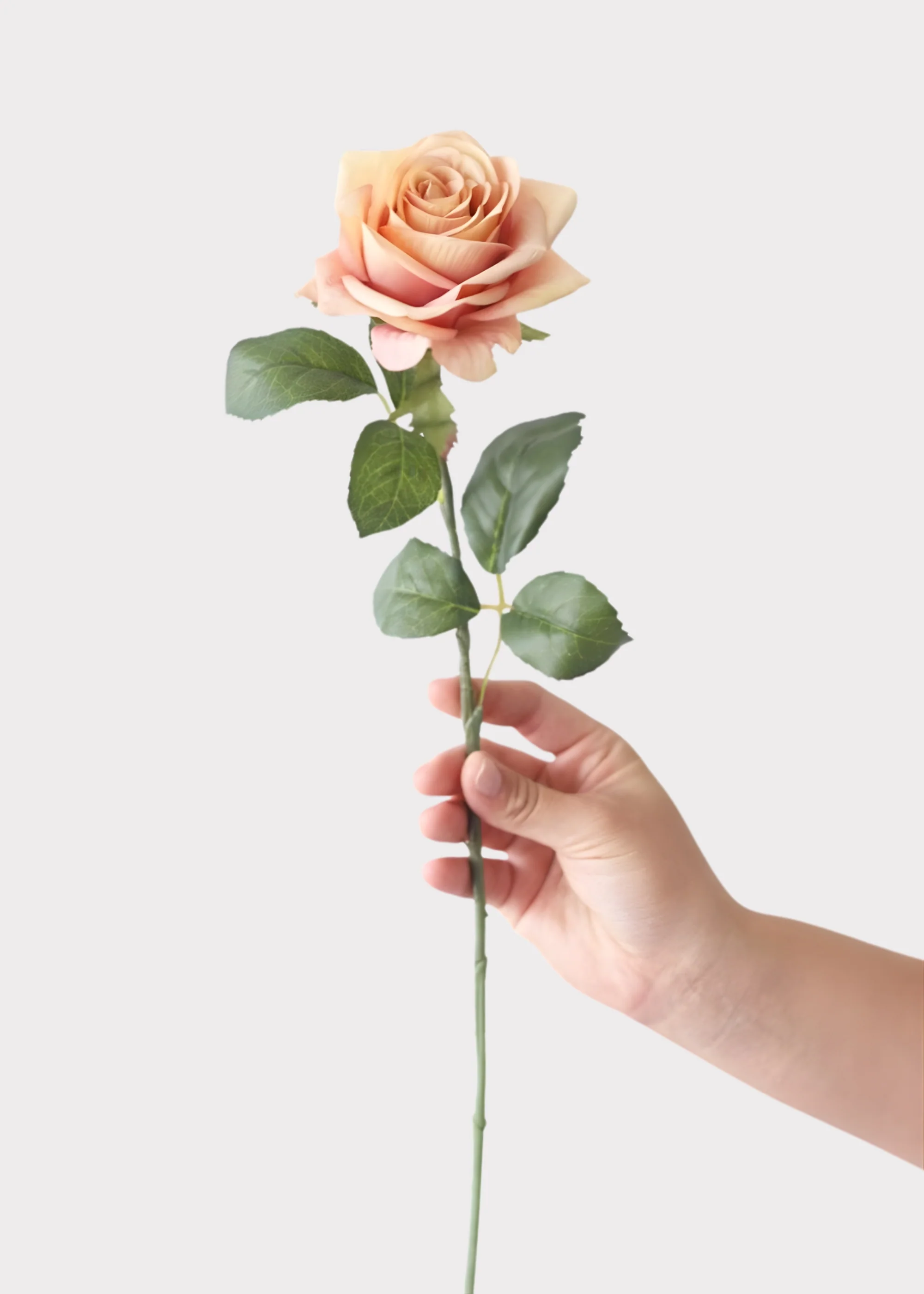 Sunset Pink Silk Rose Flower - 21.5" - Image 4