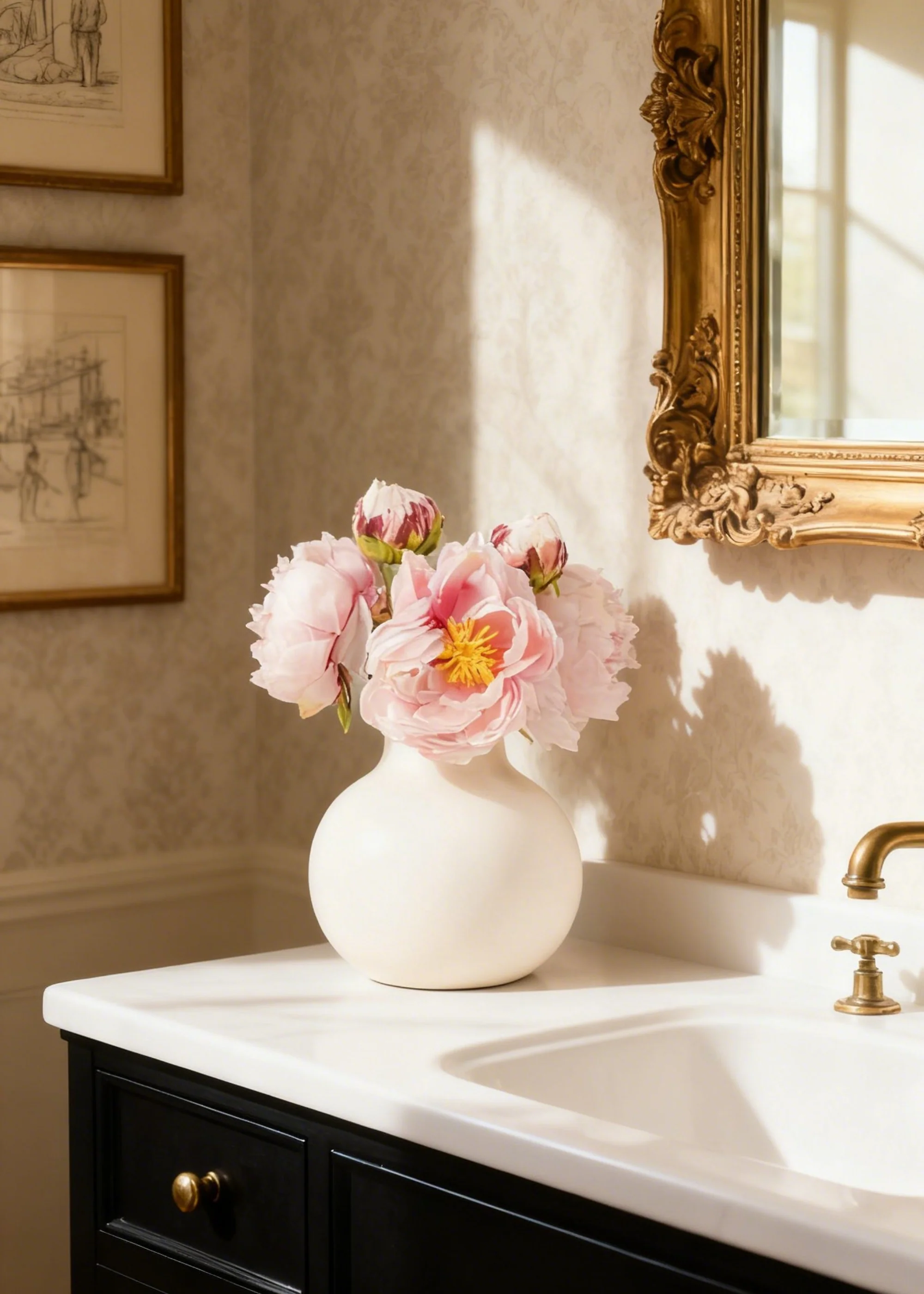 Pink Peony Faux Flower Bundle of Peonies - 21" - Image 3