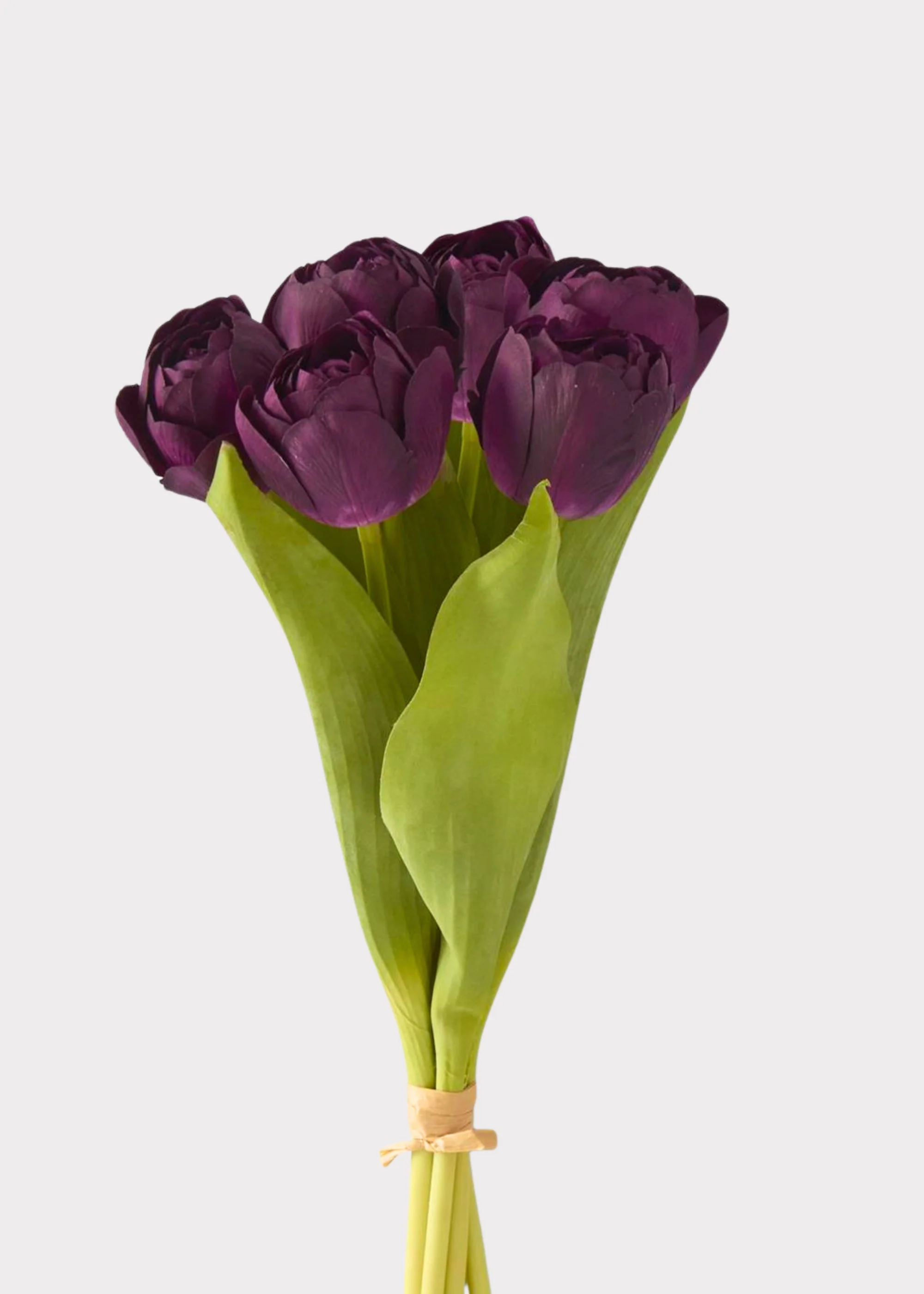 Plum Purple Real Touch Tulip Fake Flower Bundle of 6 - 13"