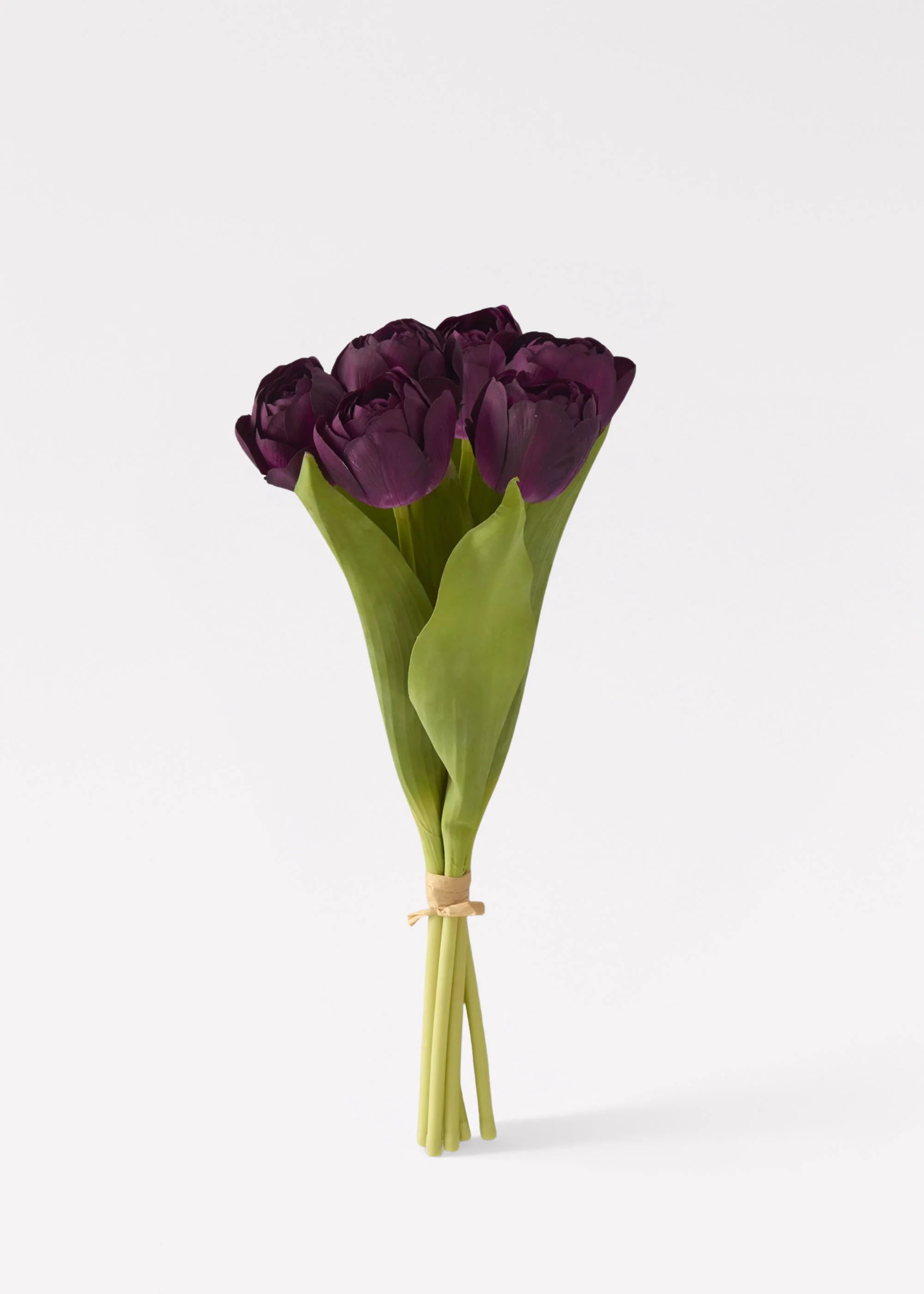 Plum Purple Real Touch Tulip Fake Flower Bundle of 6 - 13" - Image 2