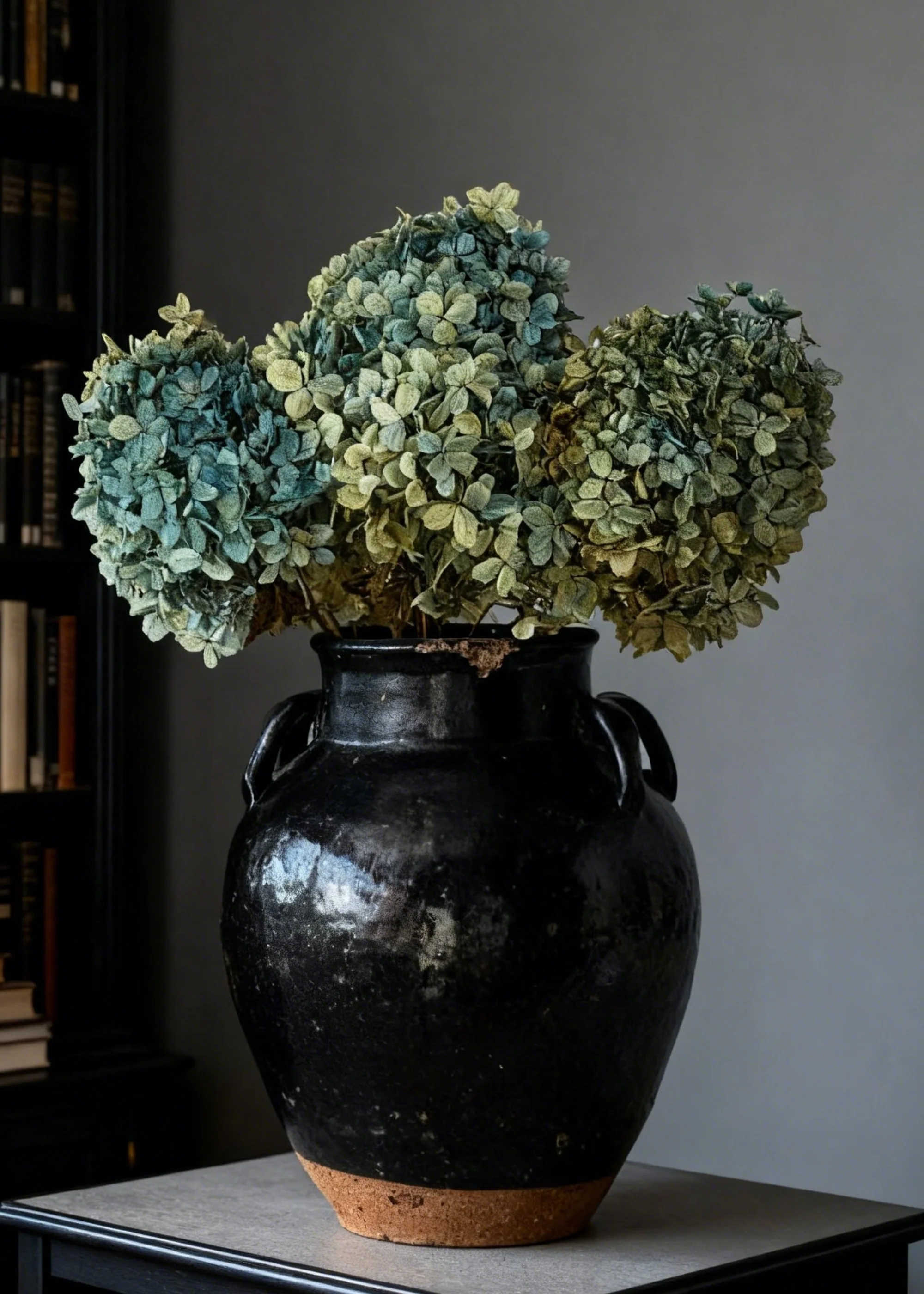 Preserved Flower Bundle of 3 Blue and Green Hydrangea Stems - Image 3