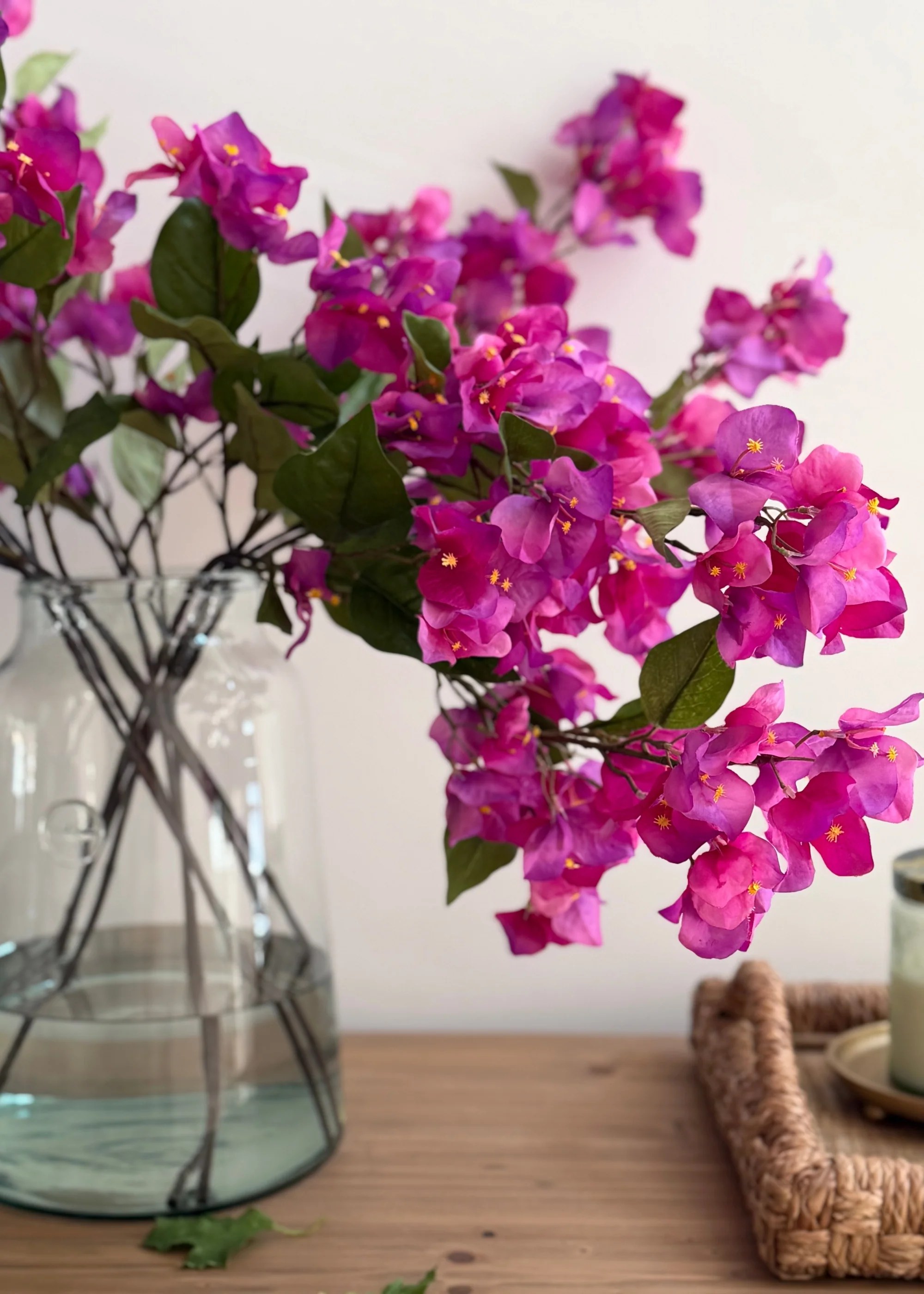 Purple Artificial Bougainvillea Flower Branch - 34" - Image 3