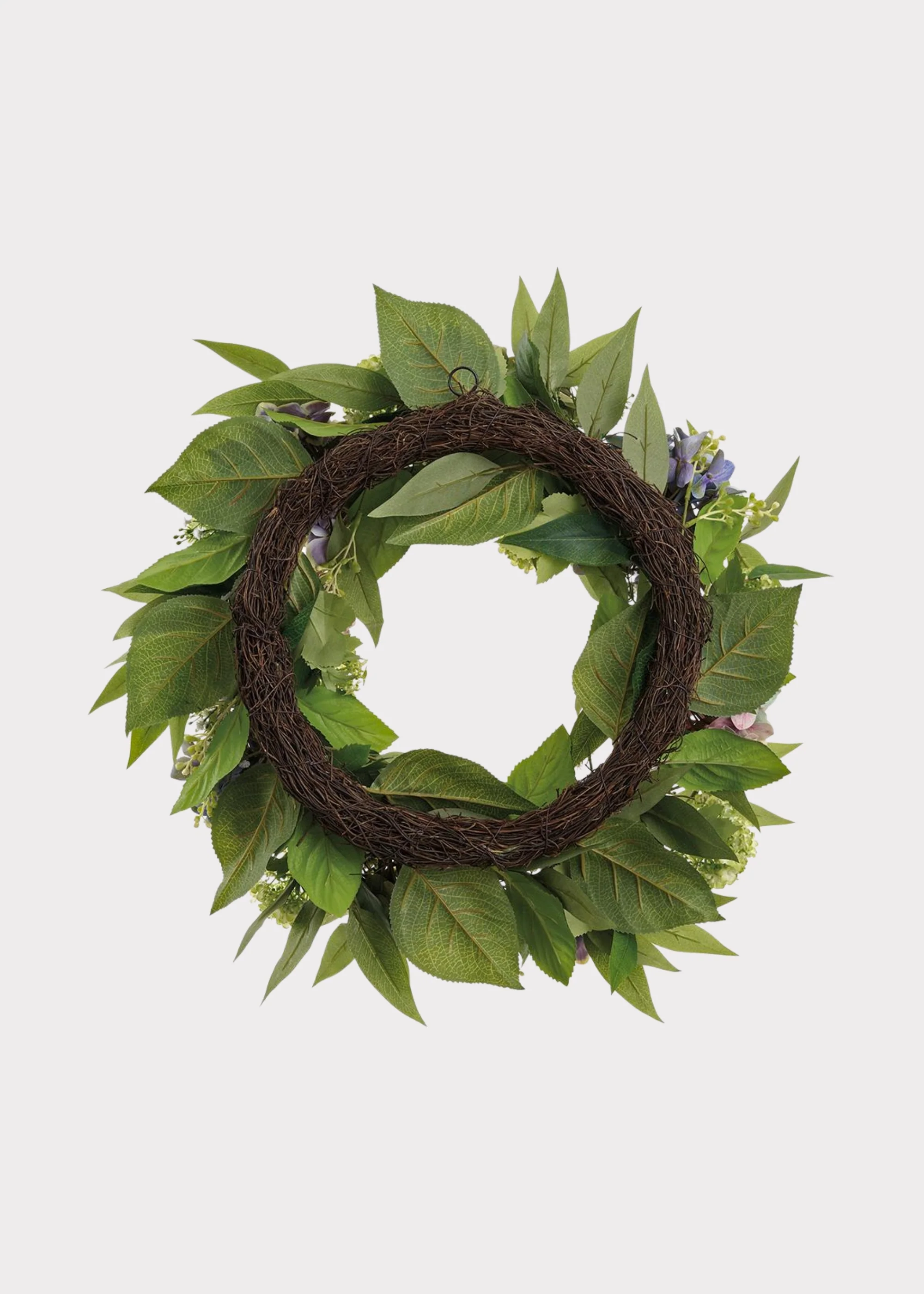Purple Green Fake Hydrangea and Snowball Flower Wreath - 22" - Image 3