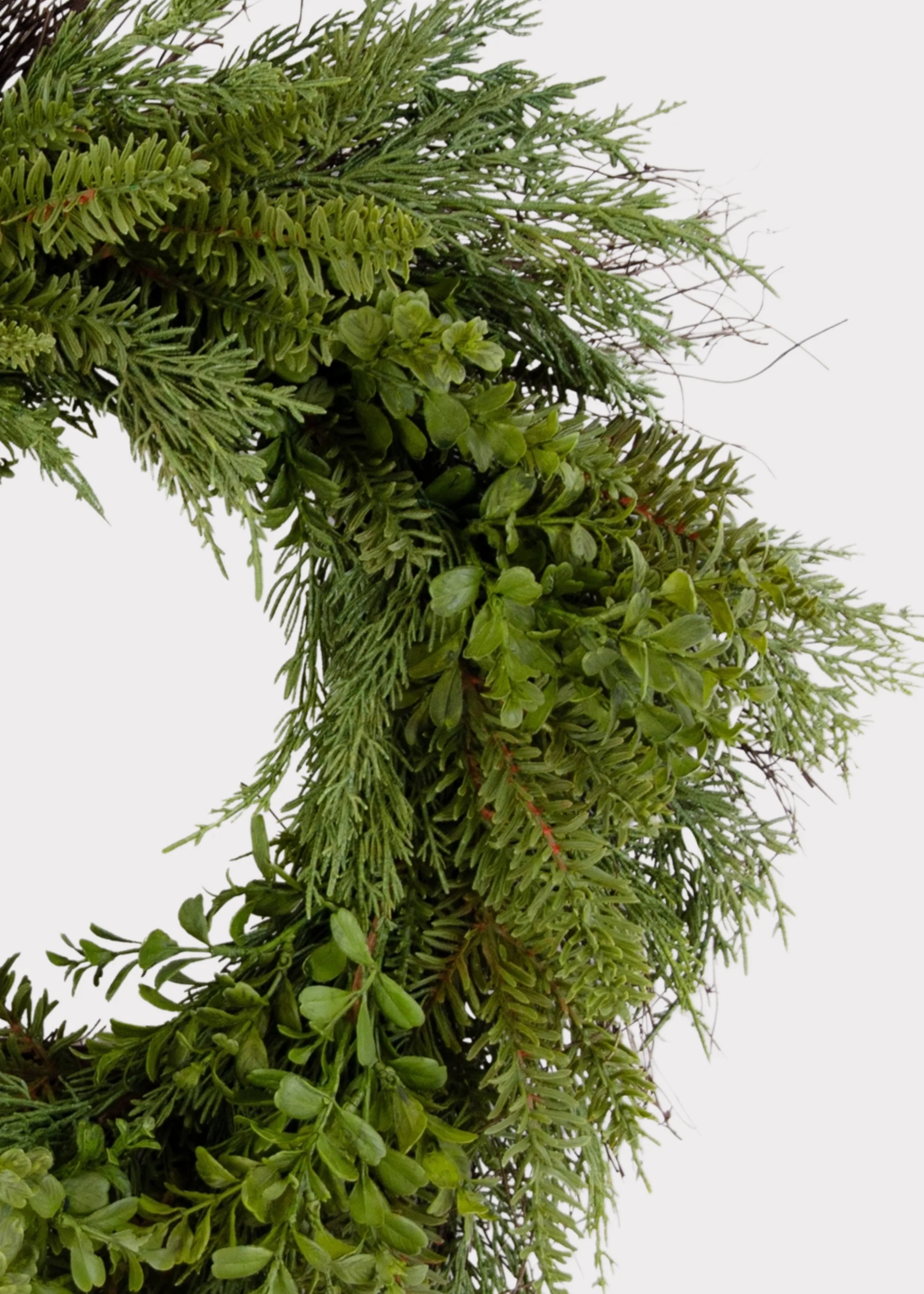 Real Touch Boxwood and Pine Fake Winter Greenery Wreath - 24" - Image 2