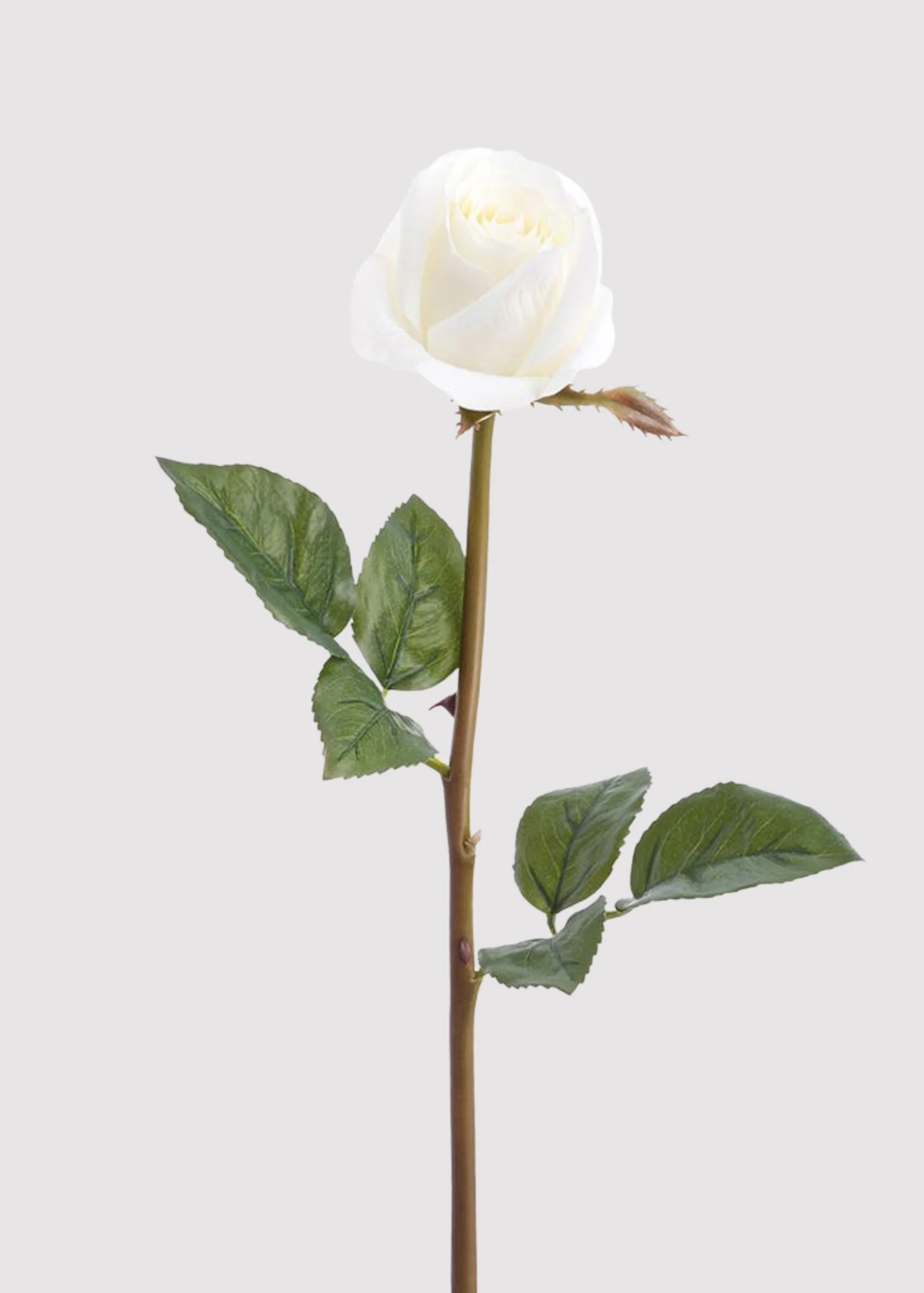 Real Touch Rose Bud Fake Flower in White - 23"
