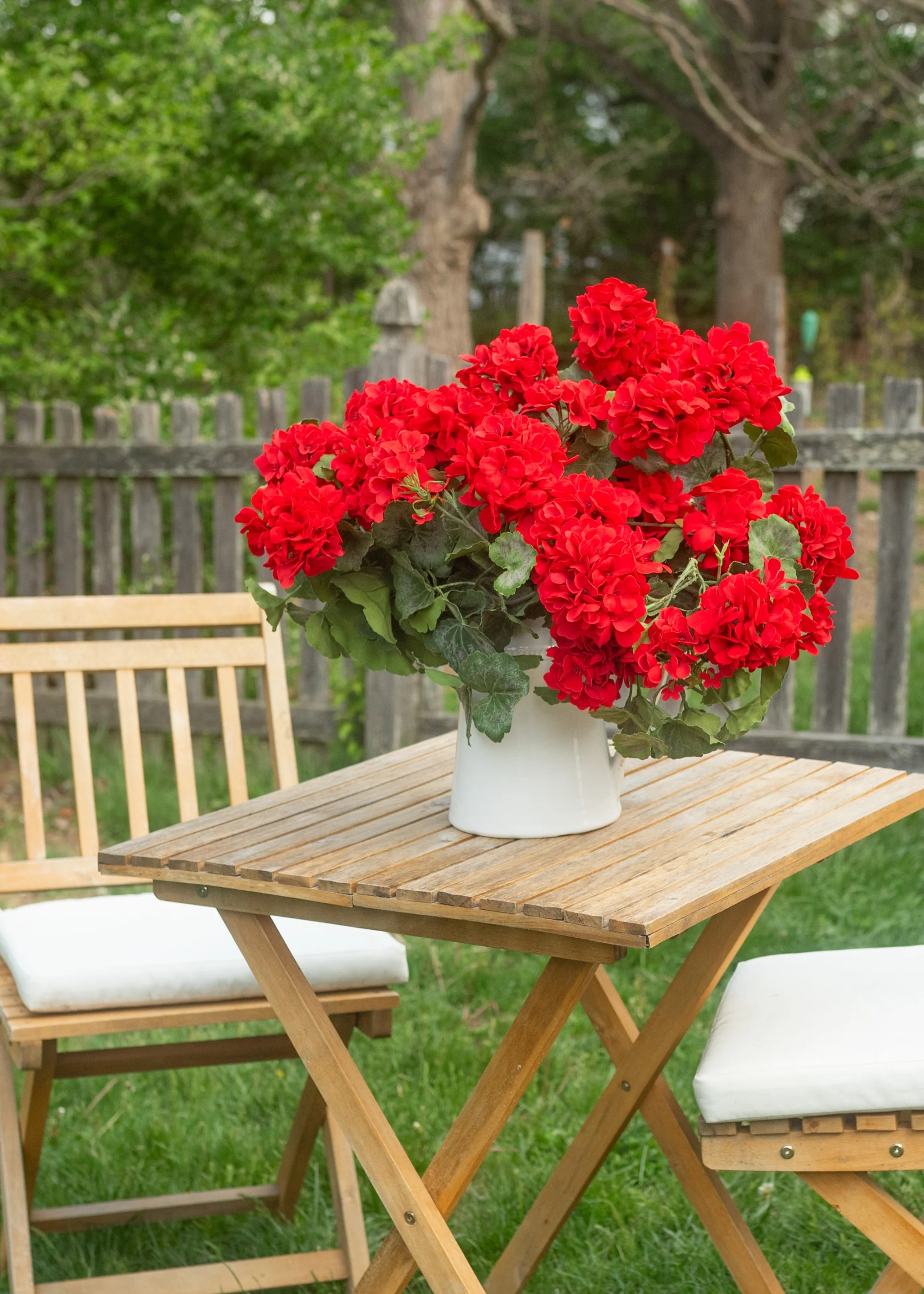 Red Fake Geranium Indoor/Outdoor Water Resistant Bush - 22" - Image 2