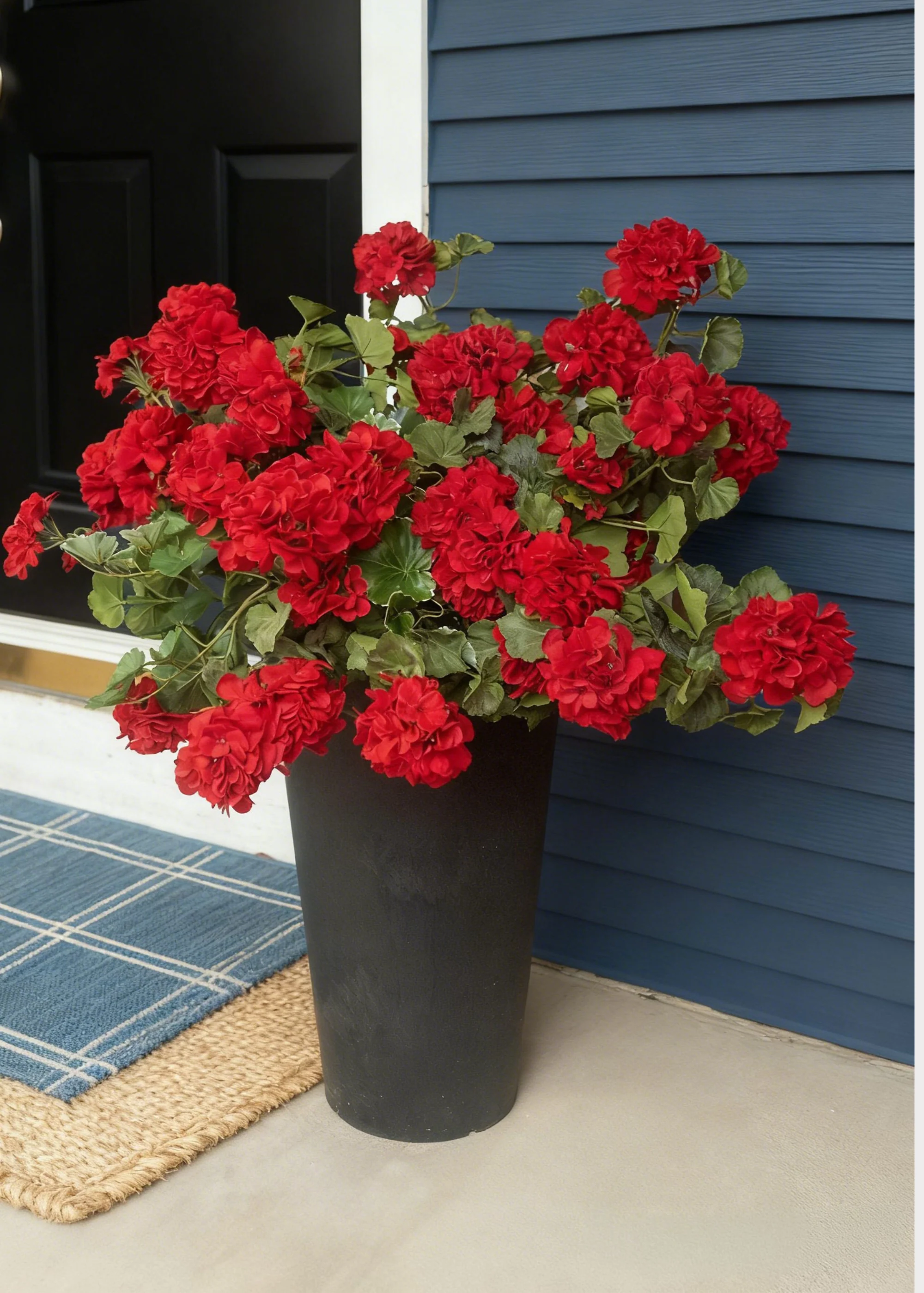 Red Fake Geranium Indoor/Outdoor Water Resistant Bush - 22" - Image 3