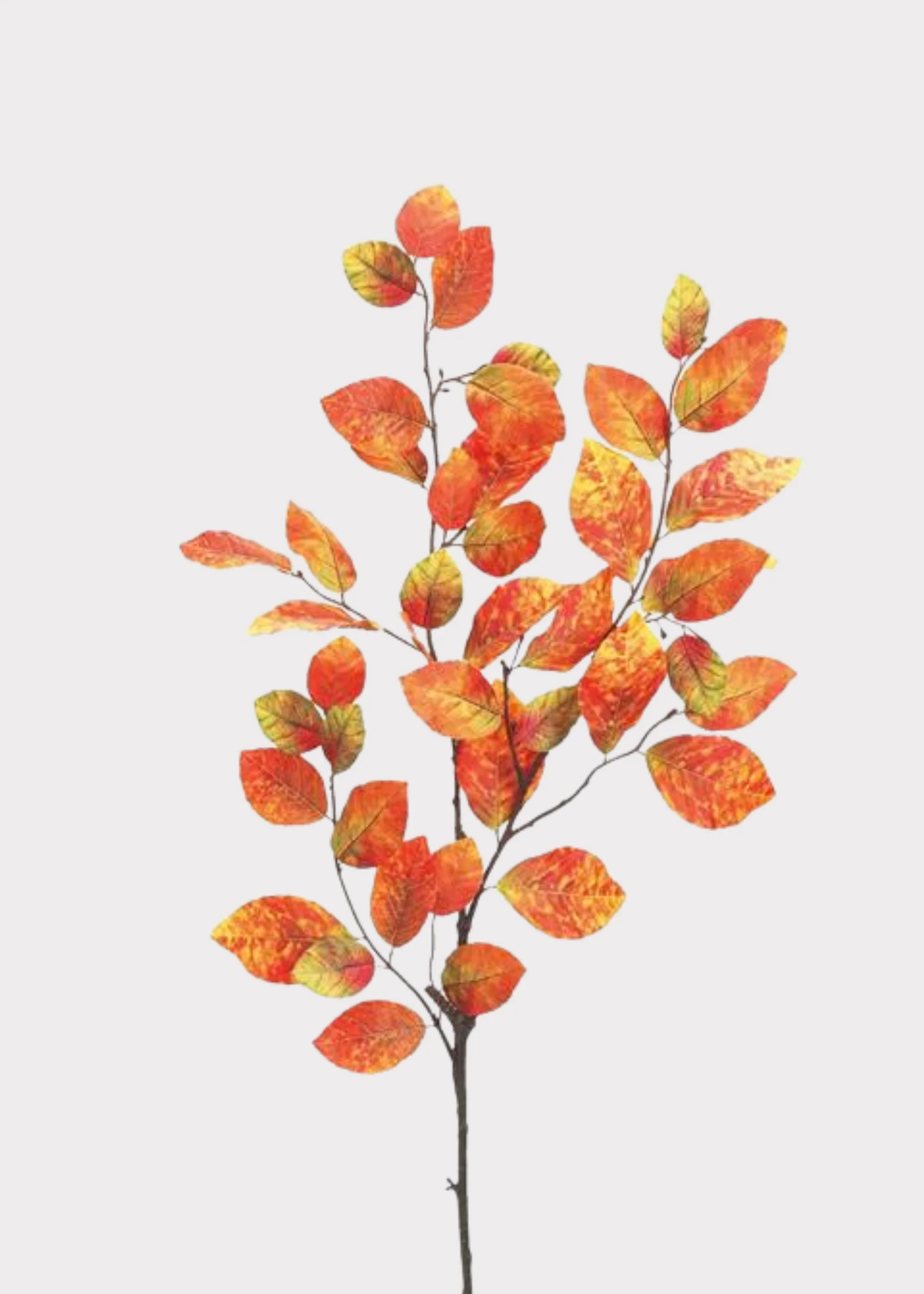 Rust Orange and Green Fake Fall Beech Leaf Branch - 35"
