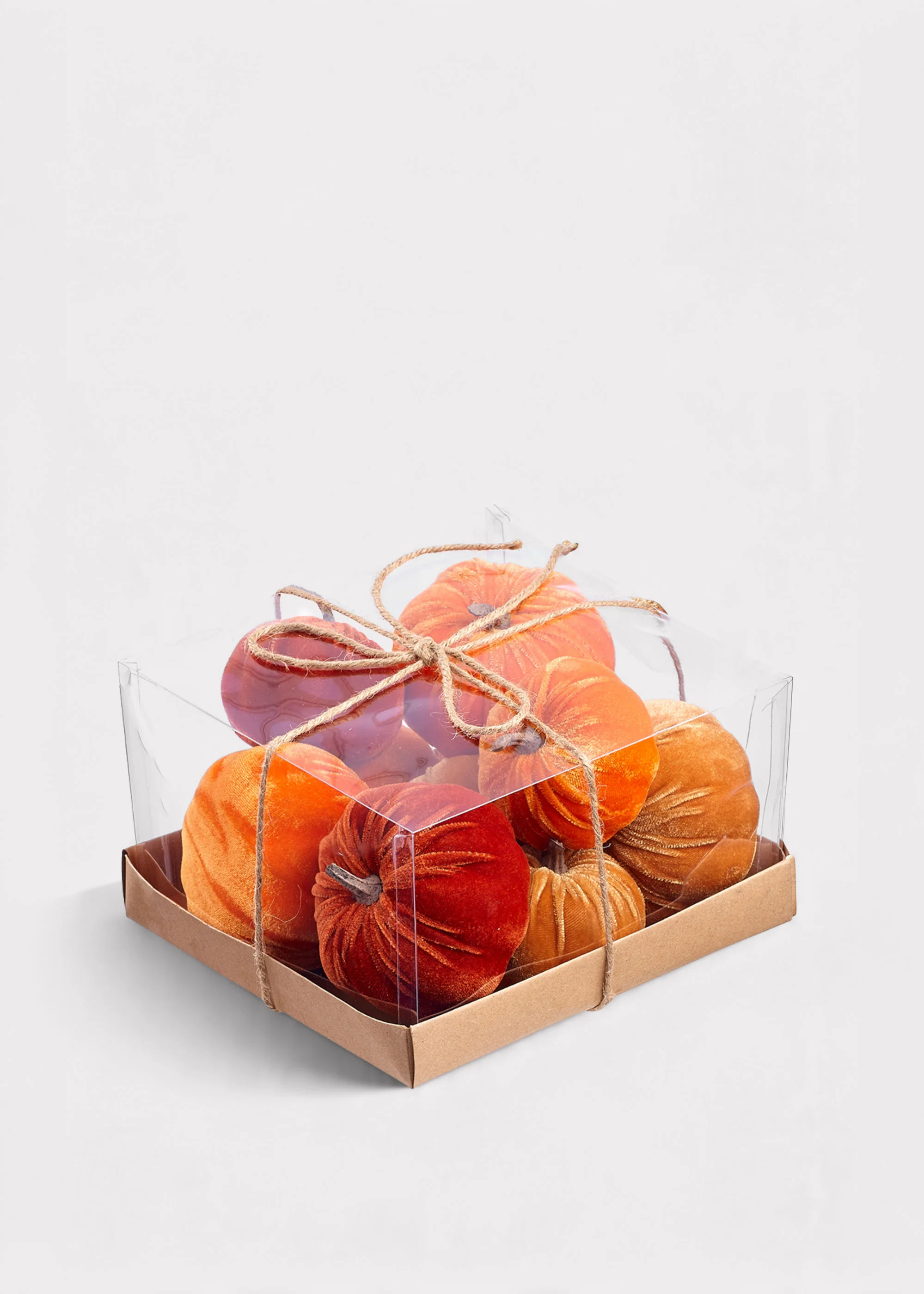 Set of 10 Velvet Tabletop Pumpkins in Autumn Hues
