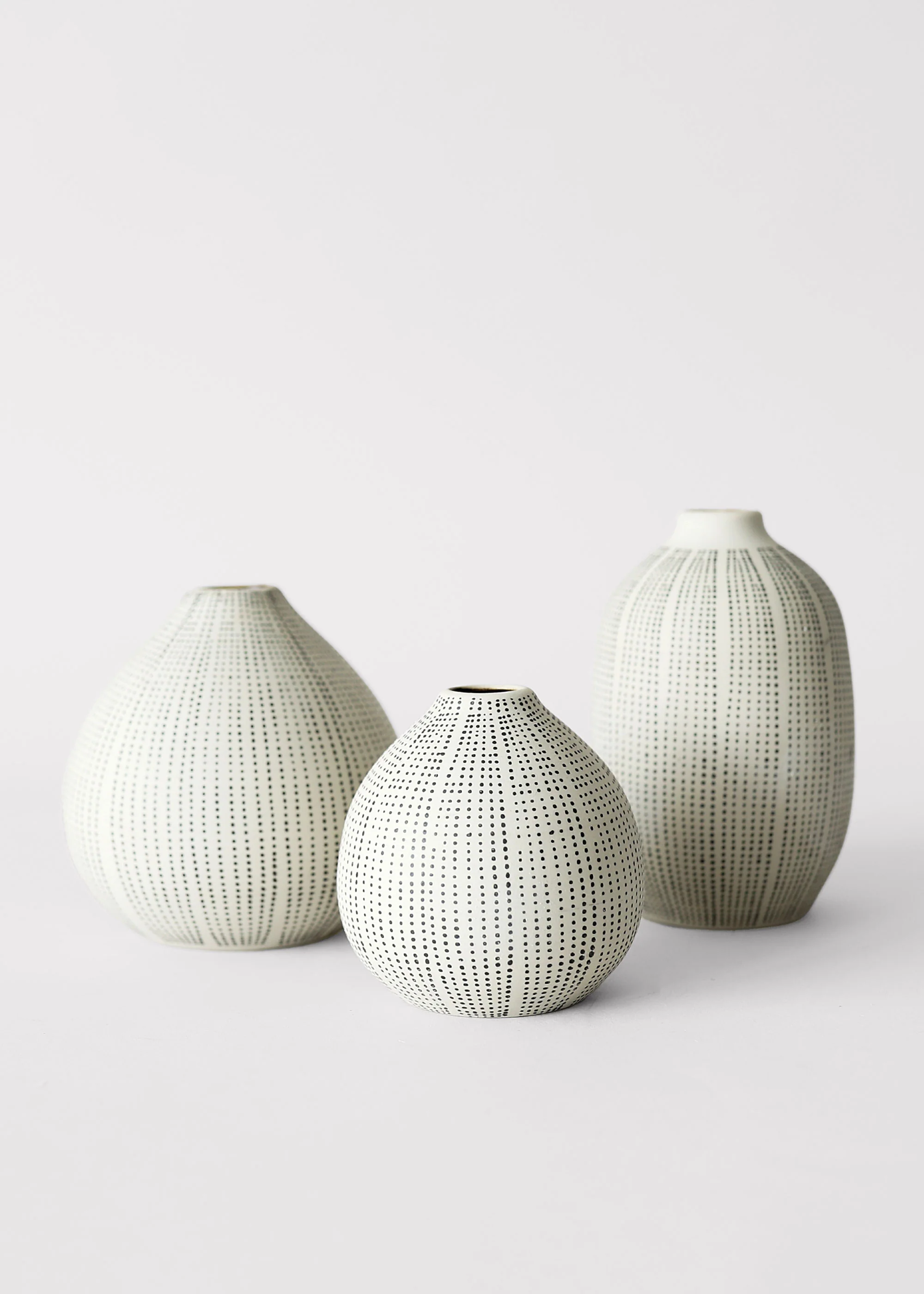 Set of 3 Dotted Stoneware Bud Vases - 3.5-5.5"