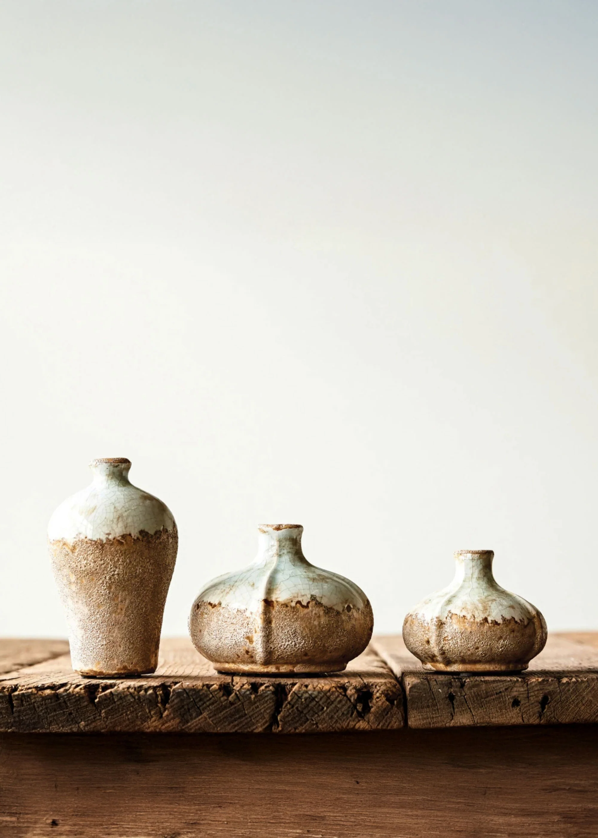 Set of 3 Watertight Terra Cotta Distressed Bud Vases - 3.25-6" - Image 3