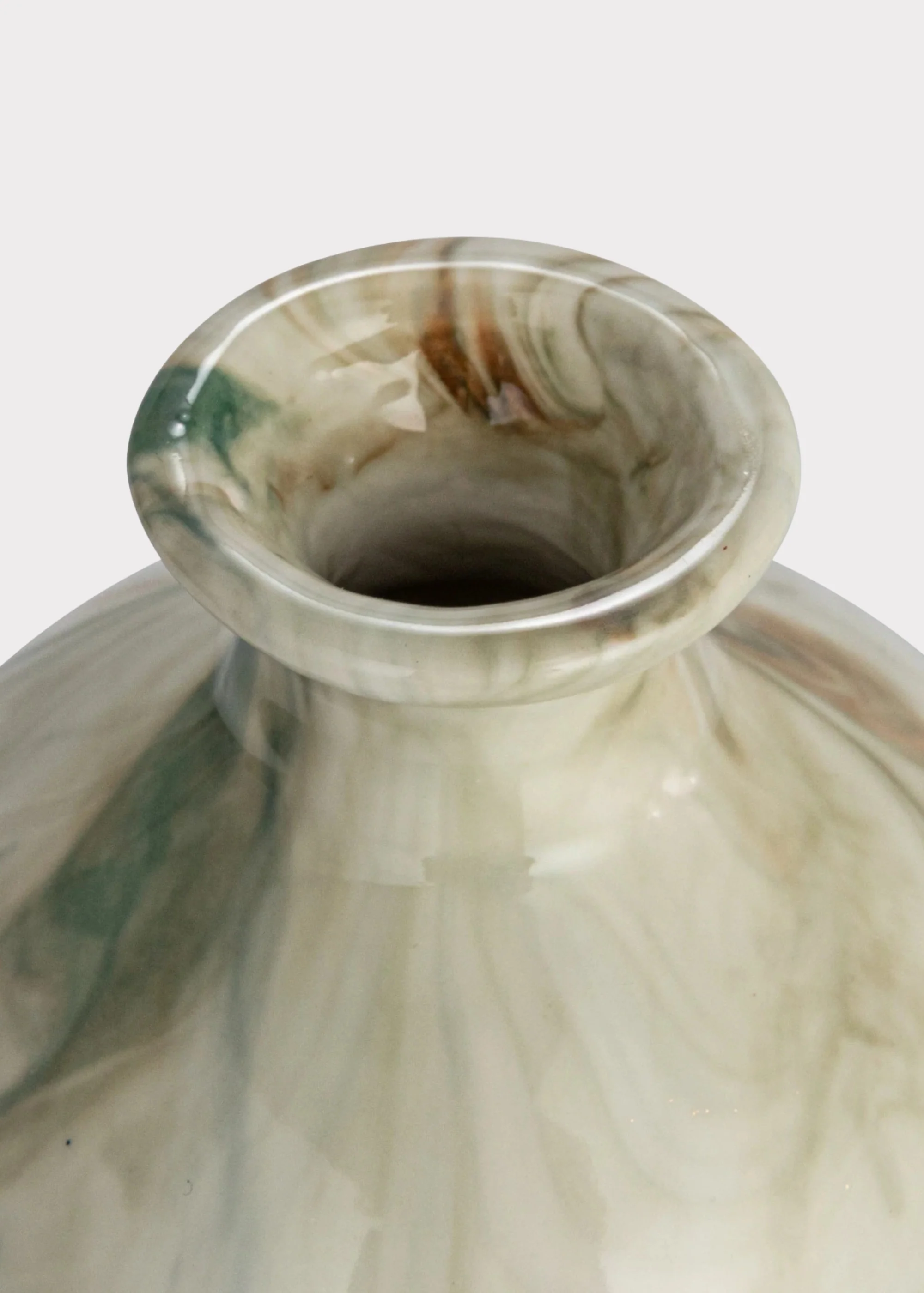 Small Set of 3 Marbled Stoneware Glazed Bud Vases - 3-4.5" - Image 6