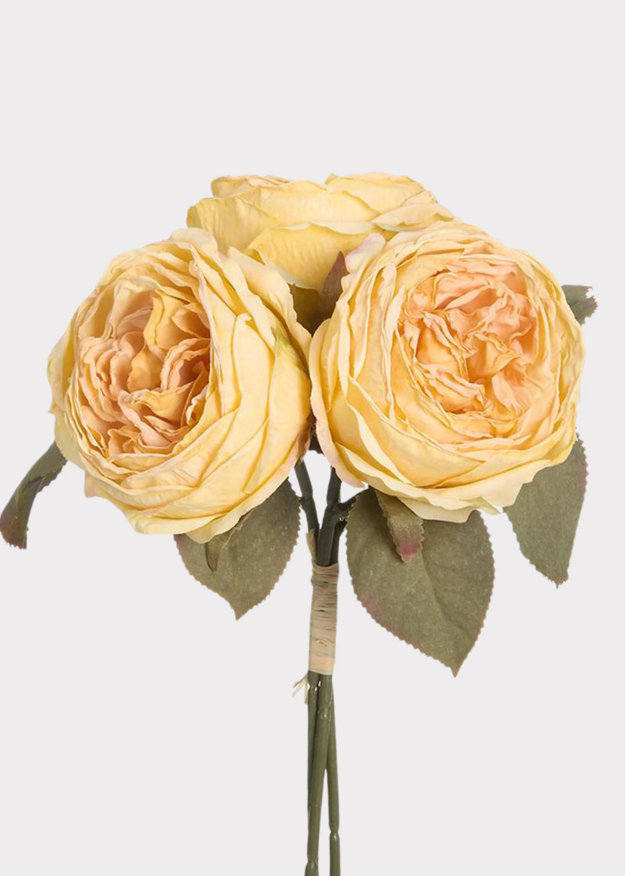 Soft Yellow Fake Rose Bundle of 3 - 12.5"