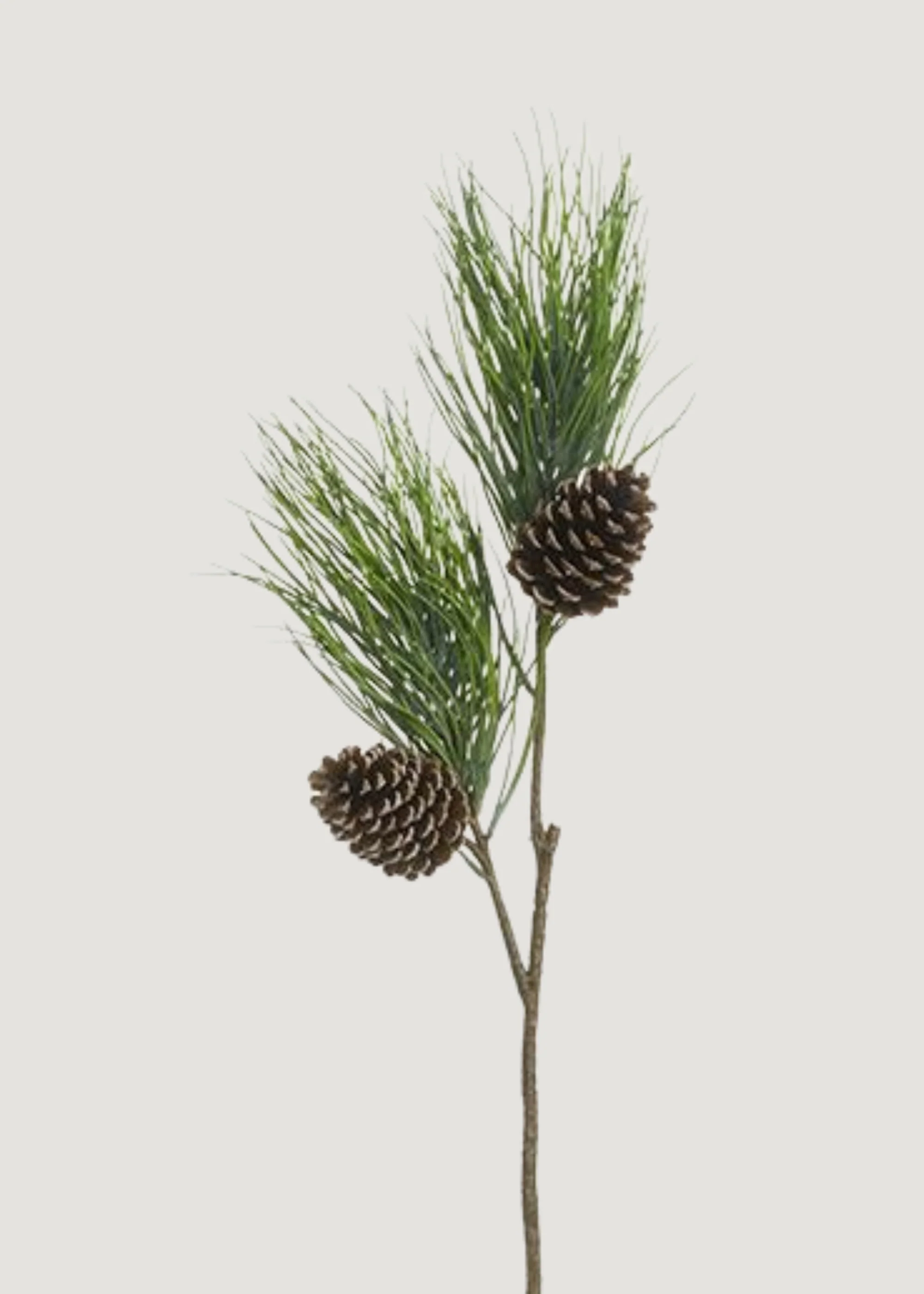Tall Fake Winter Long Pine Needle Branch with Cones - 40"