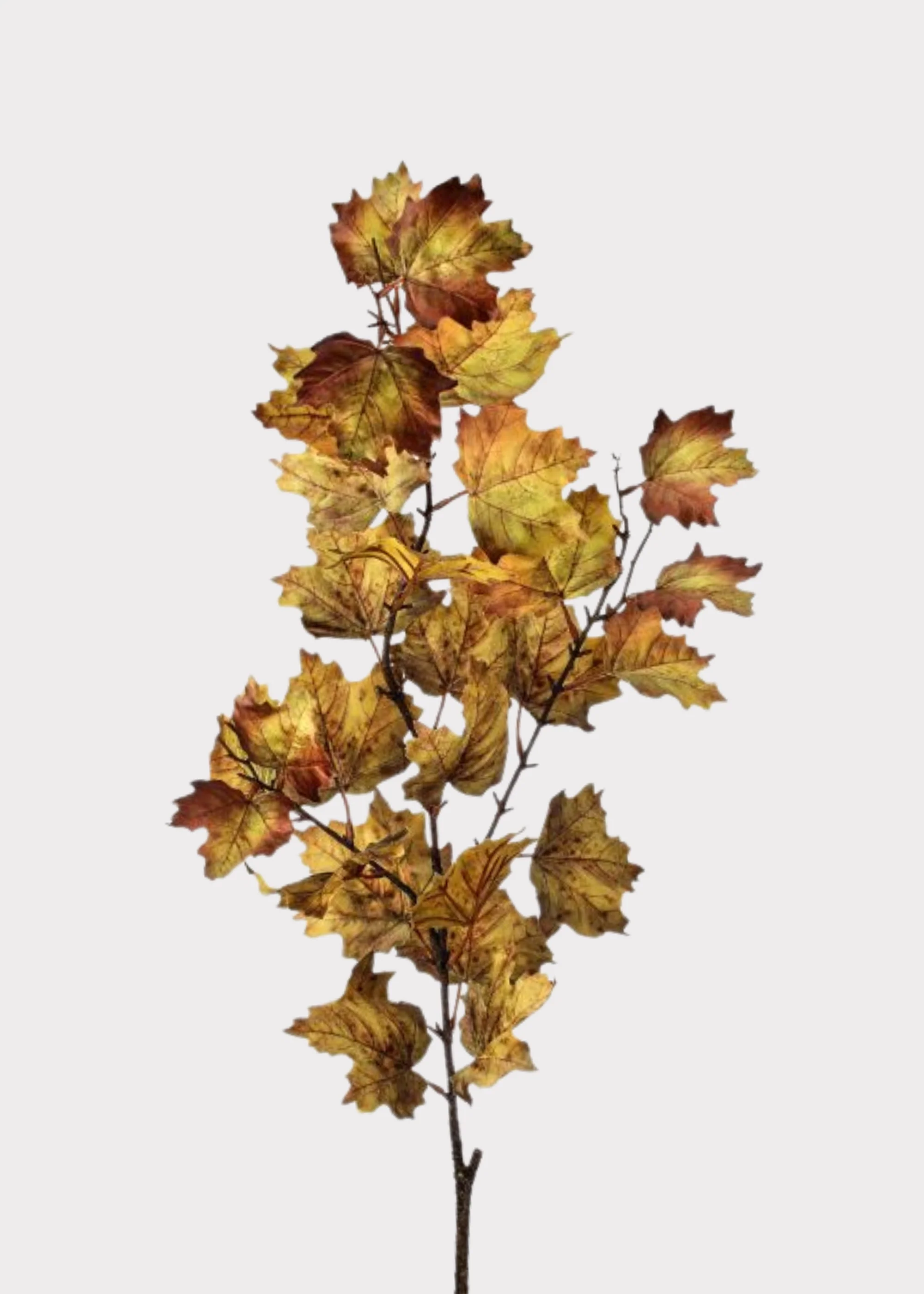 Tall Fake Maple Leaf Branch in Autumn Green Hue - 47"