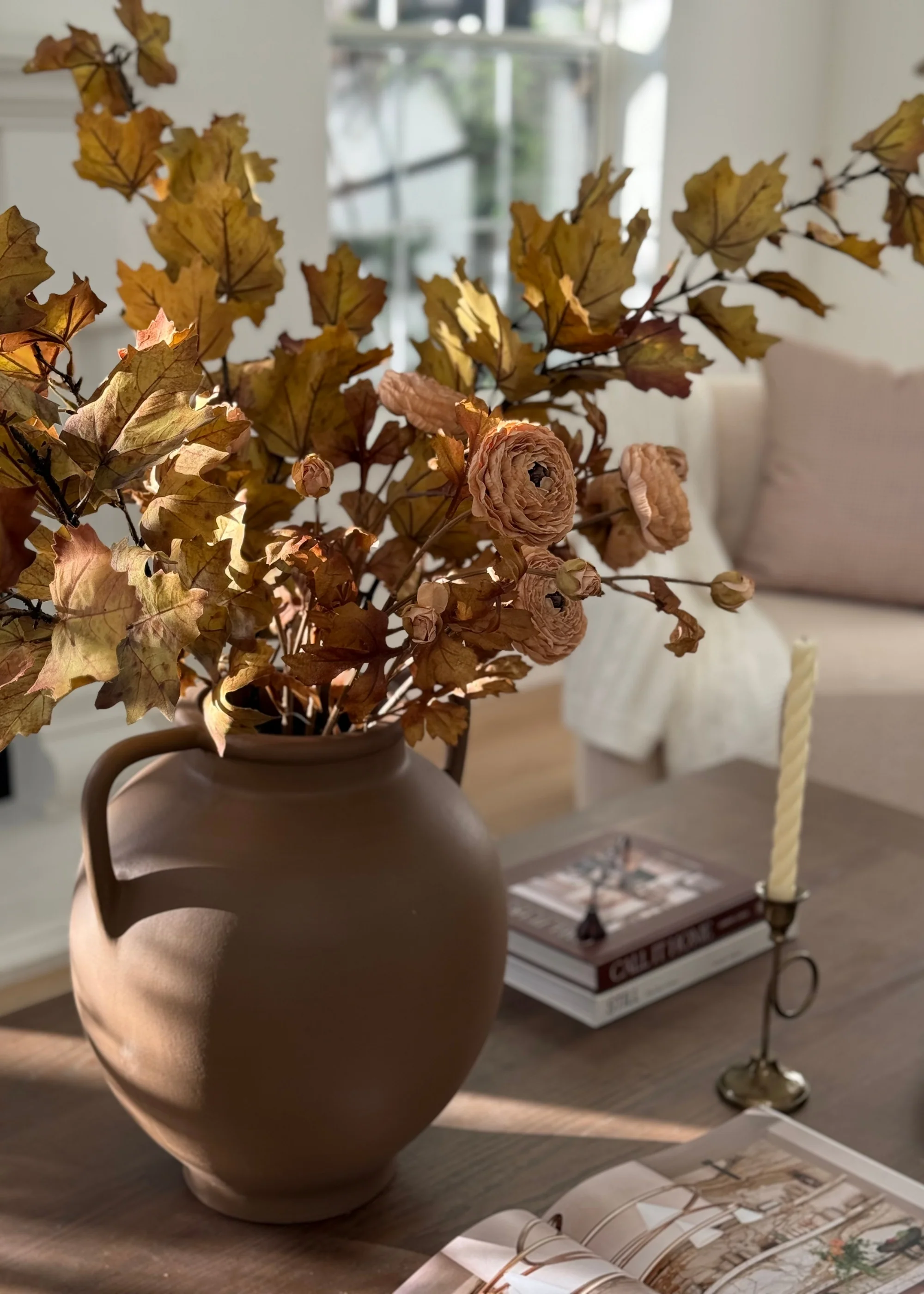 Tall Fake Maple Leaf Branch in Autumn Green Hue - 47" - Image 5