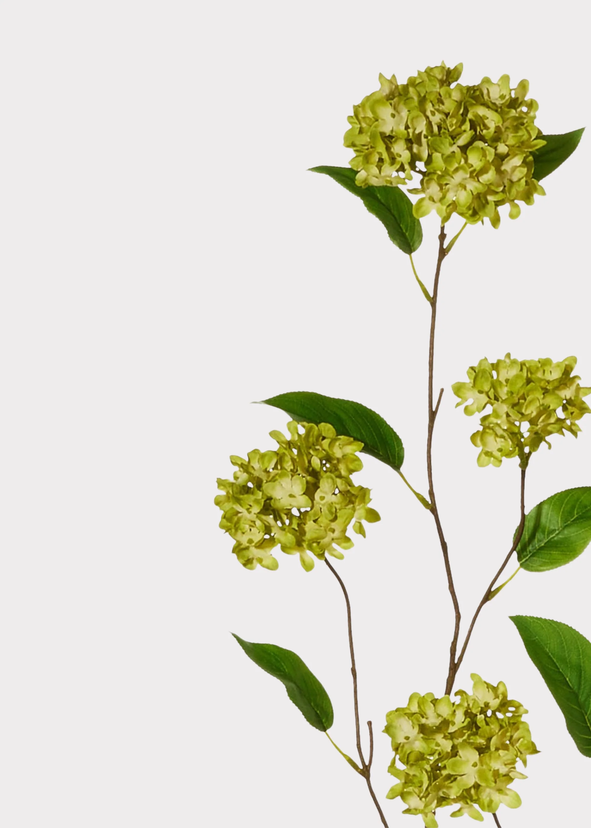 Tall Green Fake Snowball Hydrangea Branch - 45" - Image 2