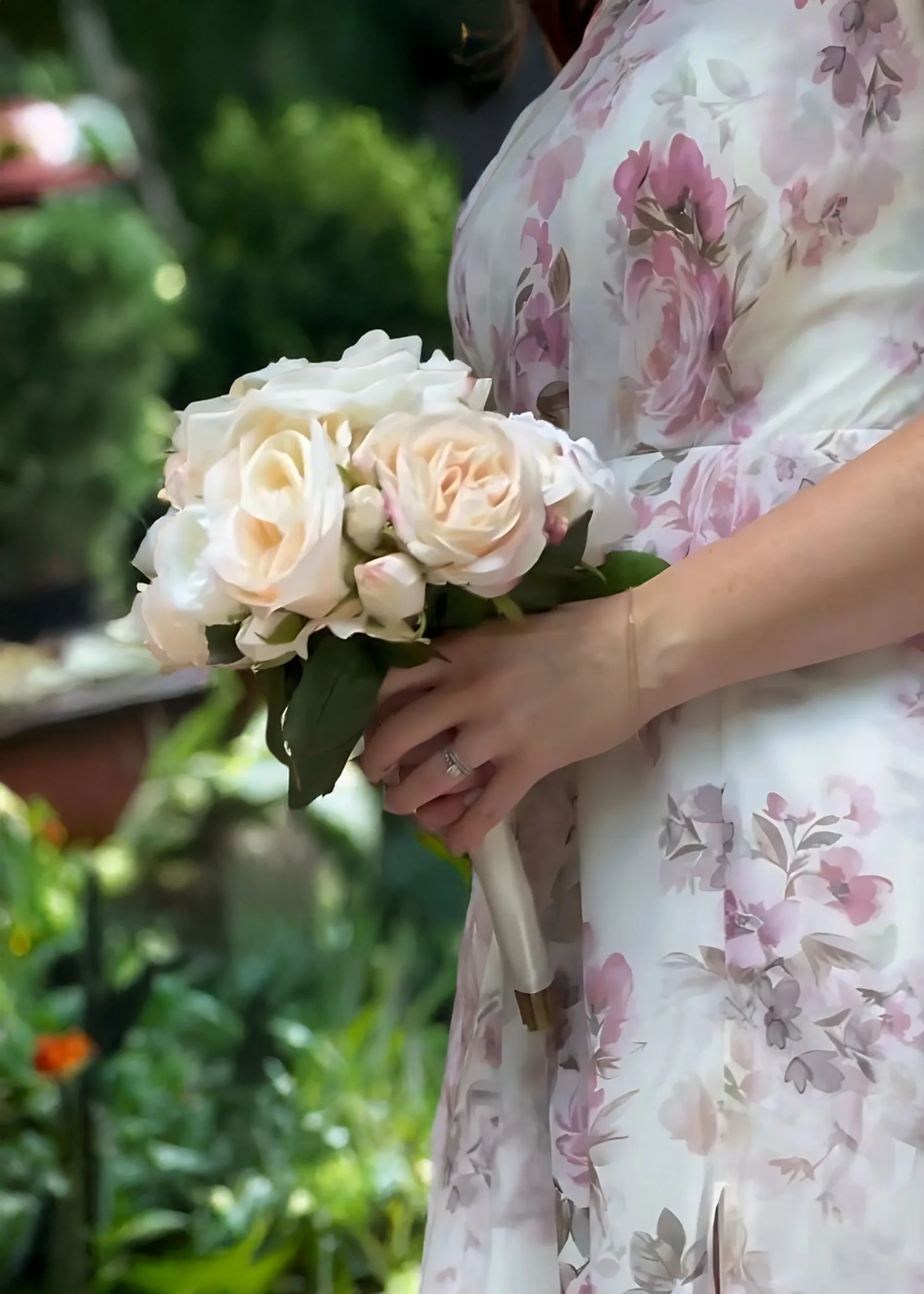 Destination Wedding Bouquet of Cream  Roses - 13" - Image 3