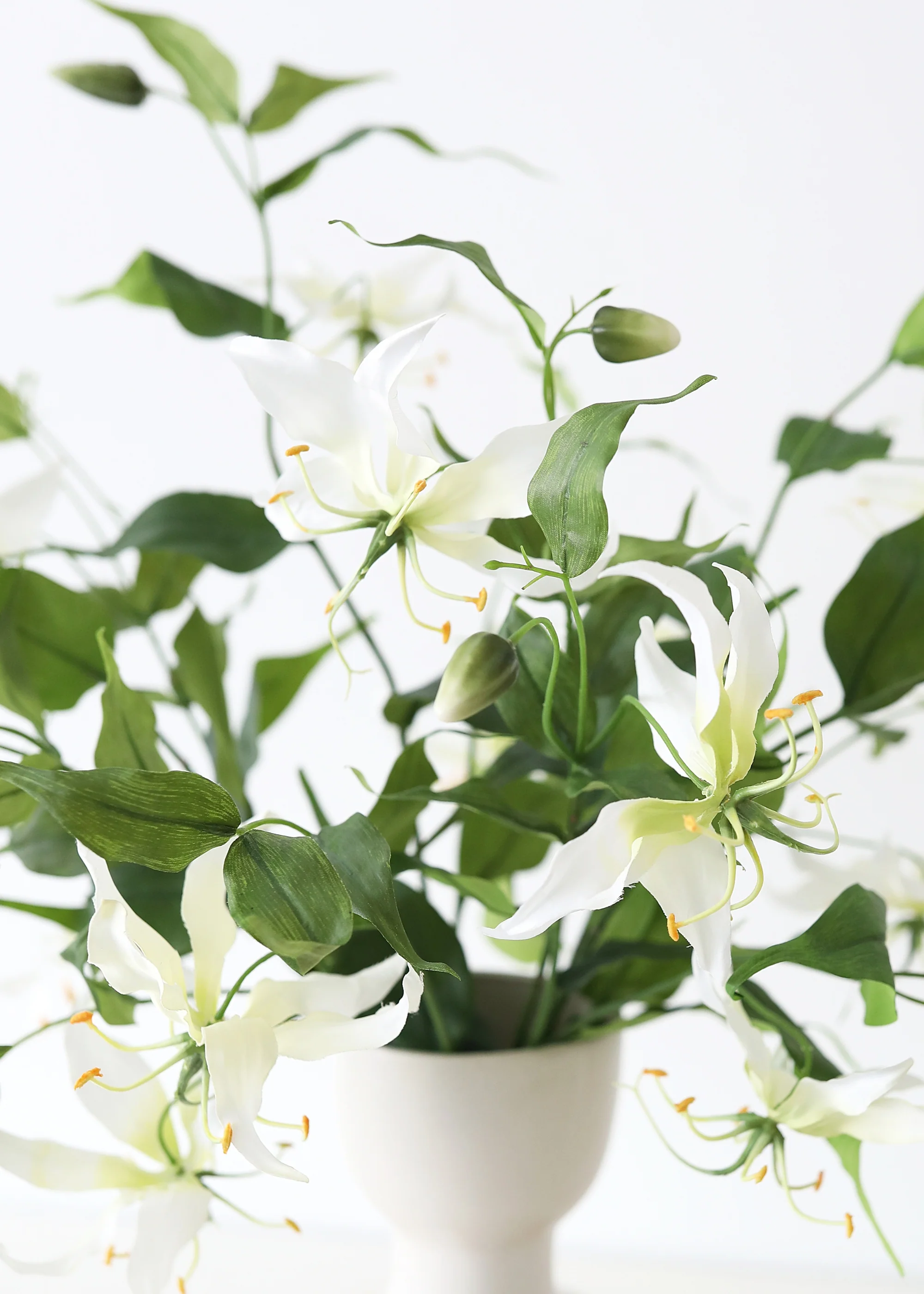 Tropical Fake Gloriosa Lily in Cream White - 34" - Image 4