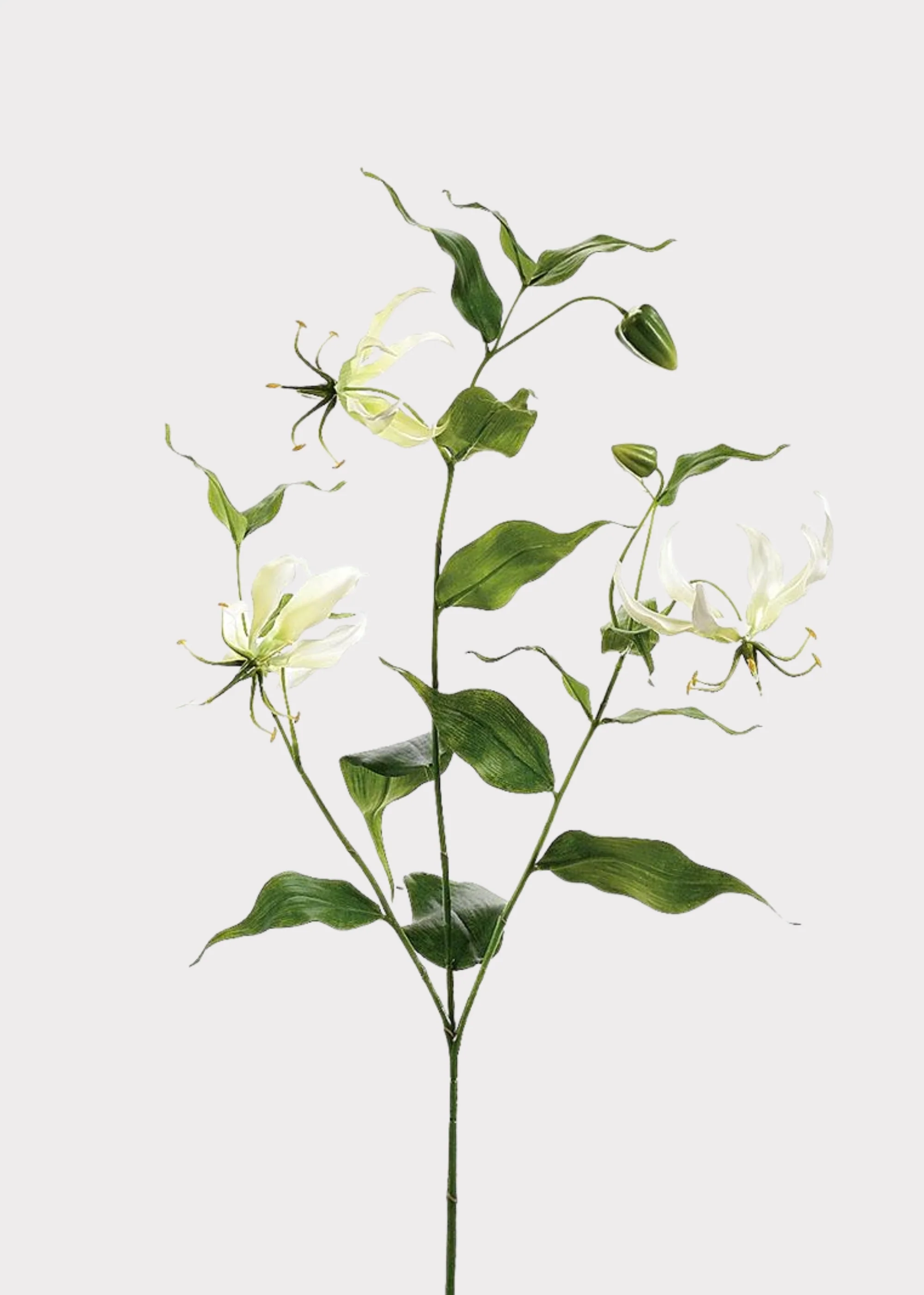 Tropical Fake Gloriosa Lily in Cream White - 34" - Image 5