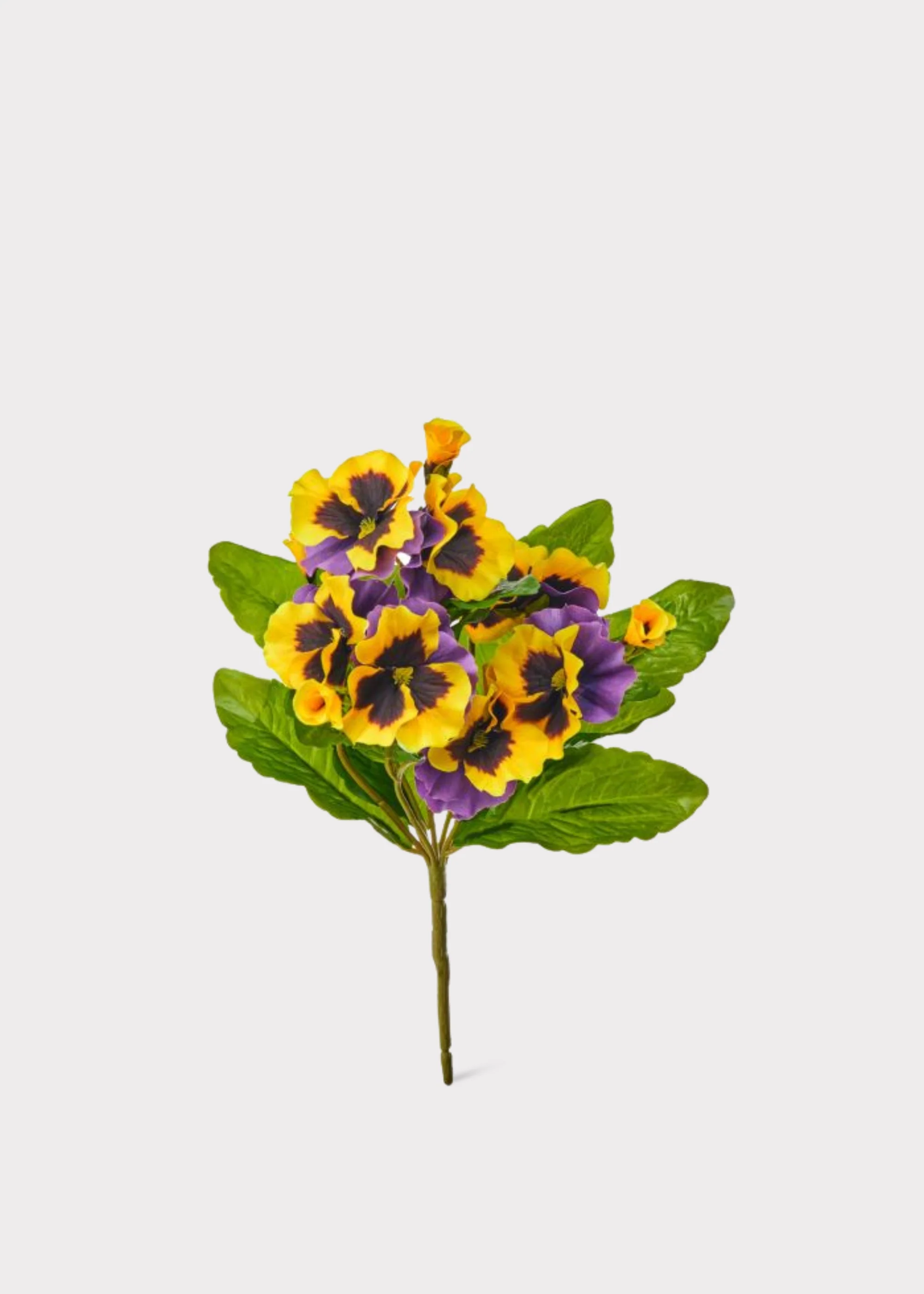 UV Treated Fake Indoor/Outdoor Flowers Yellow Pansy Bush - 10.5" - Image 2