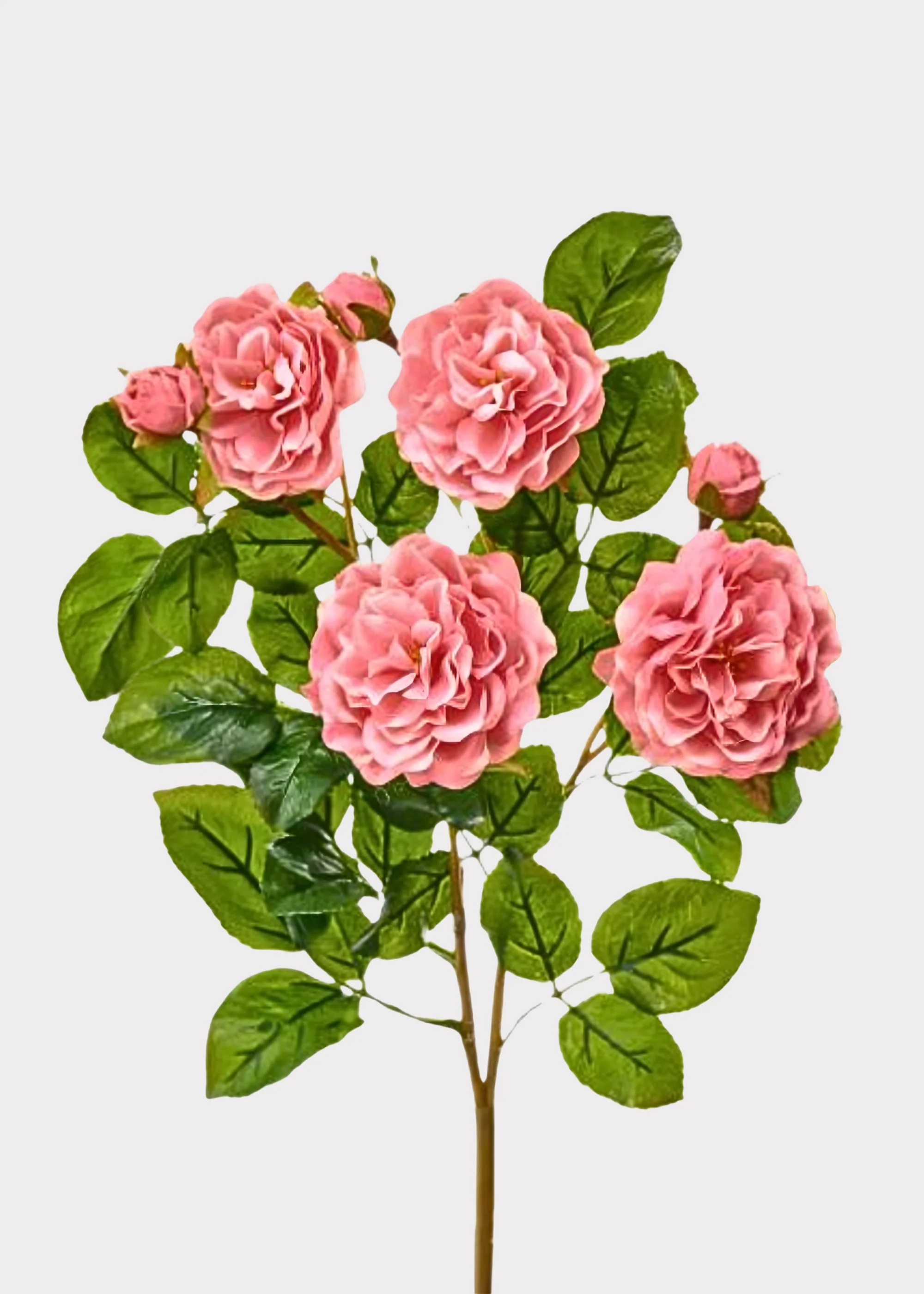UV Treated Indoor/Outdoor Flowers Pink Real Touch Rose Bush - 17"