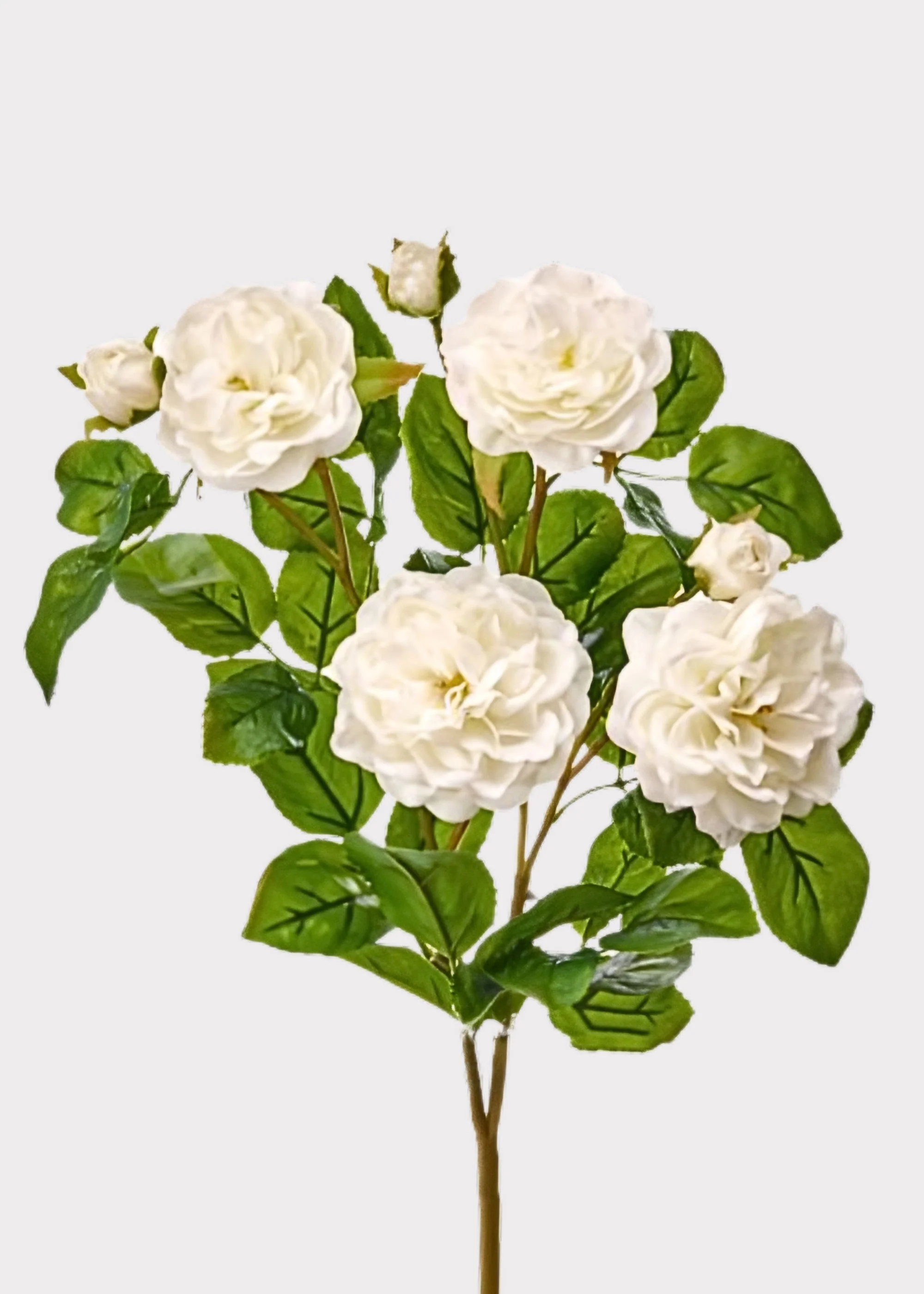 UV Treated Indoor/Outdoor Flowers White Real Touch Rose Bush - 17"