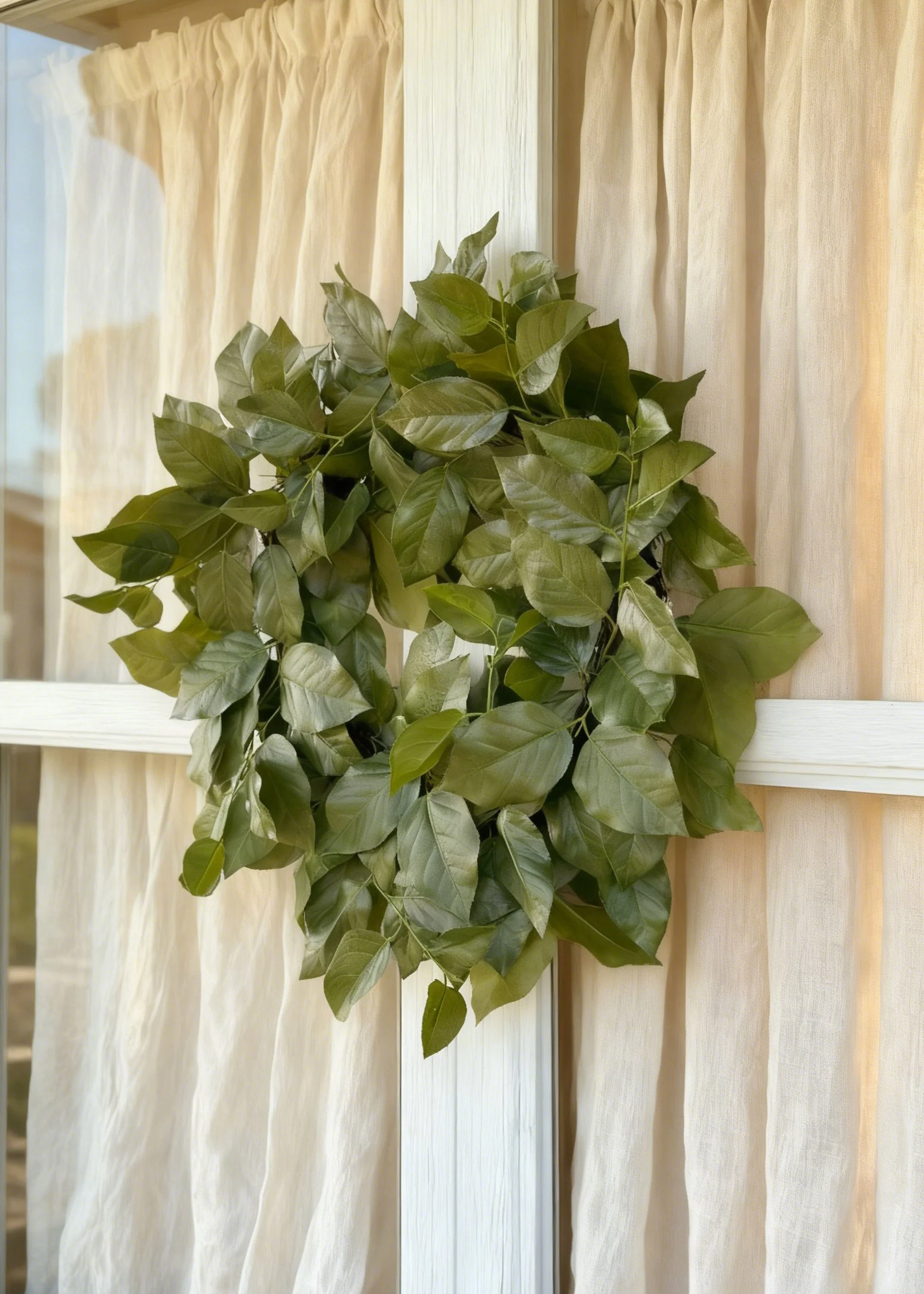 UV Treated Indoor/Outdoor Real Touch Salal Leaf Wreath - 24" - Image 3