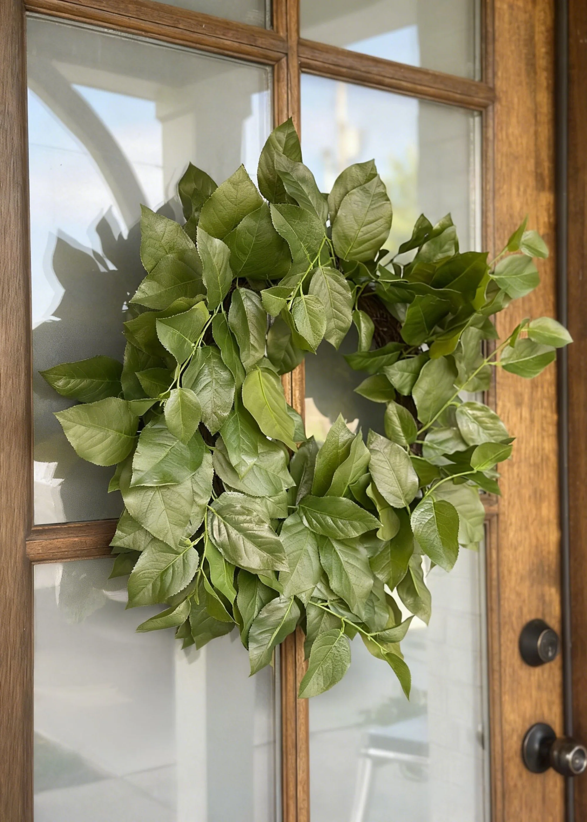UV Treated Indoor/Outdoor Real Touch Salal Leaf Wreath - 24" - Image 4