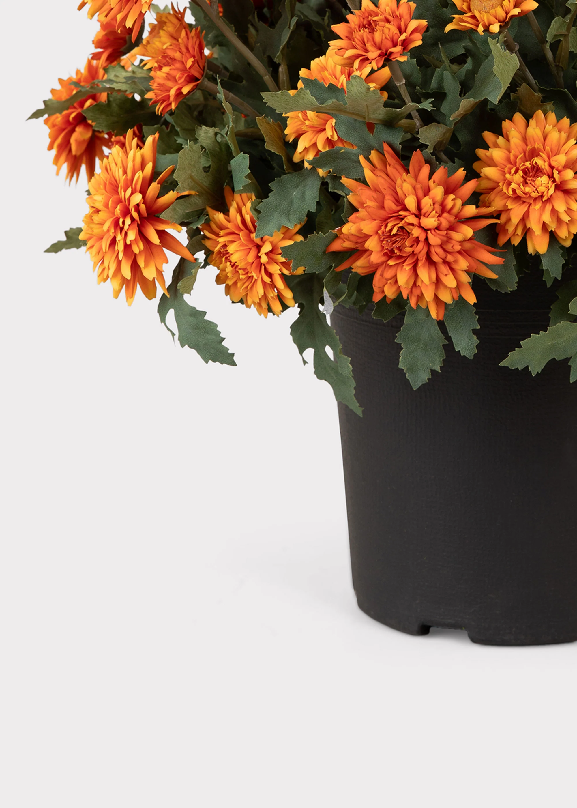 UV Treated Indoor/Outdoor Potted Fake Fall Orange Mums - 17" - Image 3