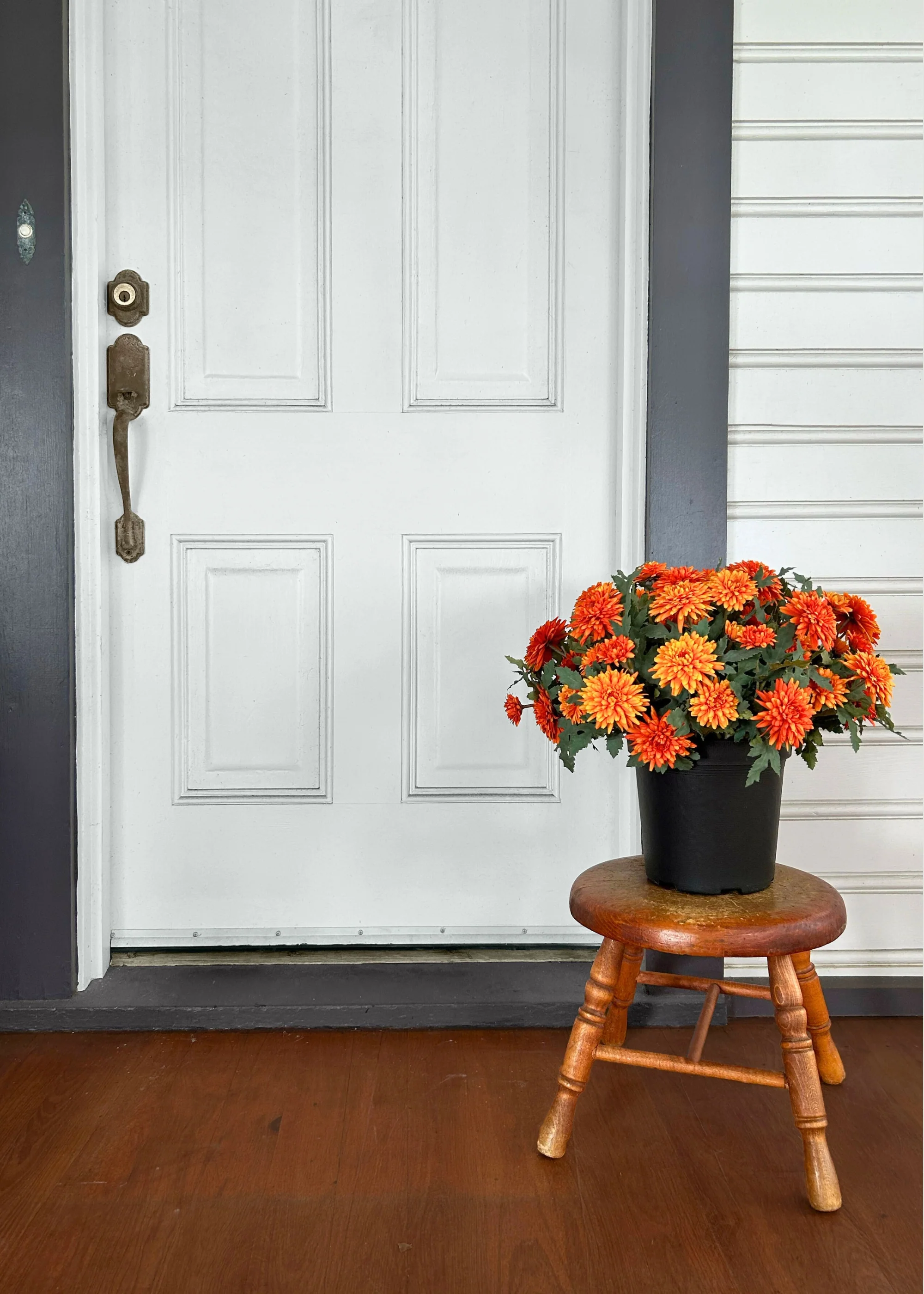 UV Treated Indoor/Outdoor Potted Fake Fall Orange Mums - 17" - Image 4