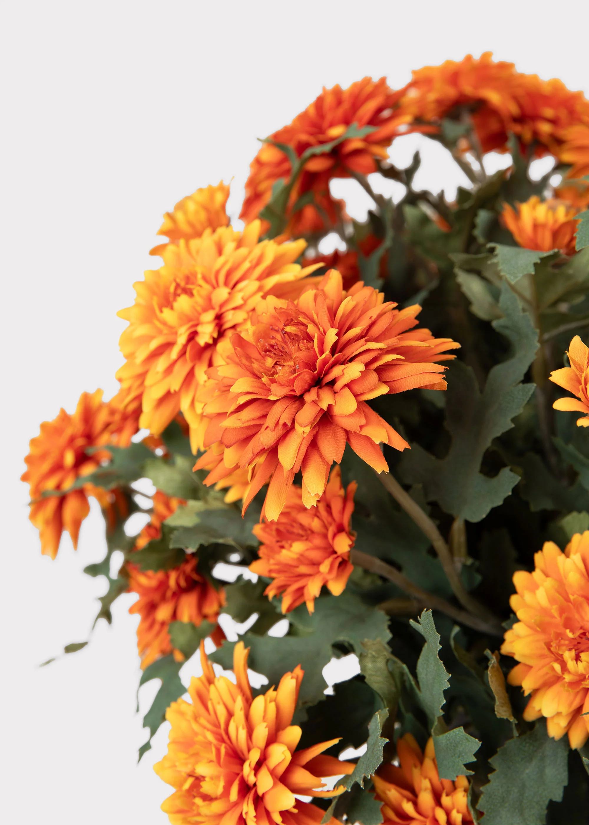 UV Treated Indoor/Outdoor Potted Fake Fall Orange Mums - 17" - Image 6