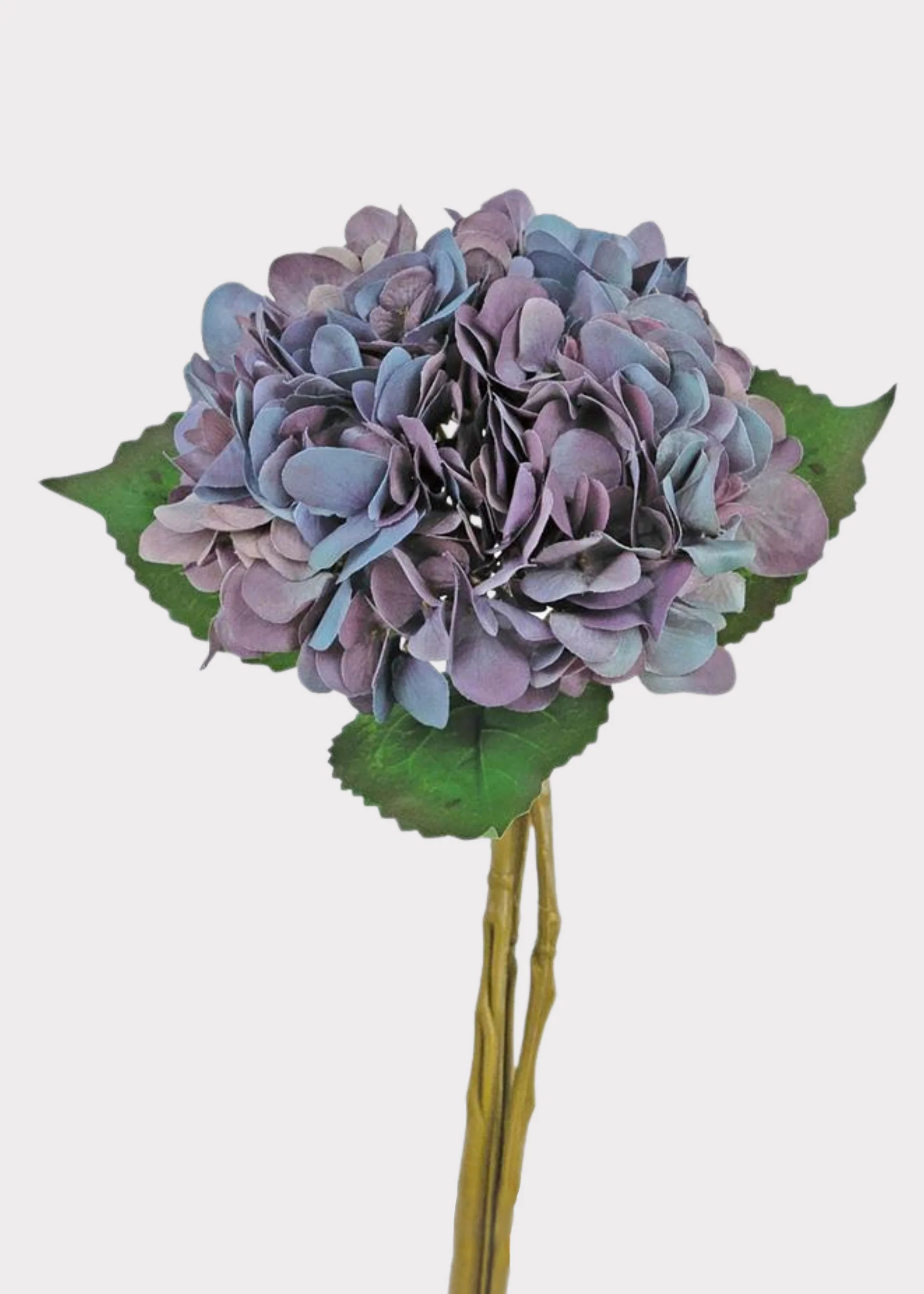 Vintage Plum and Blue Fake Hydrangea Flower Bundle - 17"