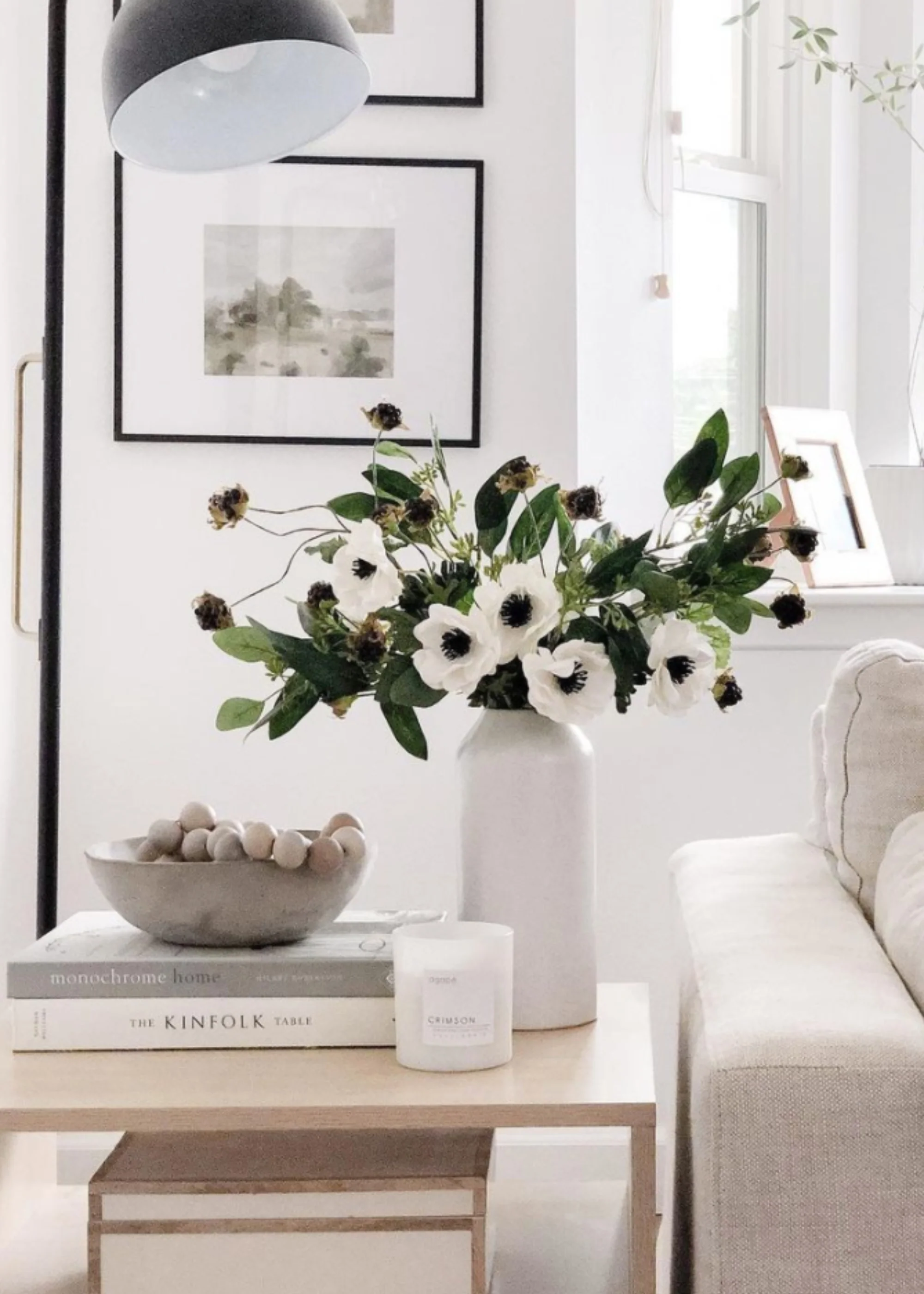 White Anemone Real Touch Fake Flower - 14" - Image 6