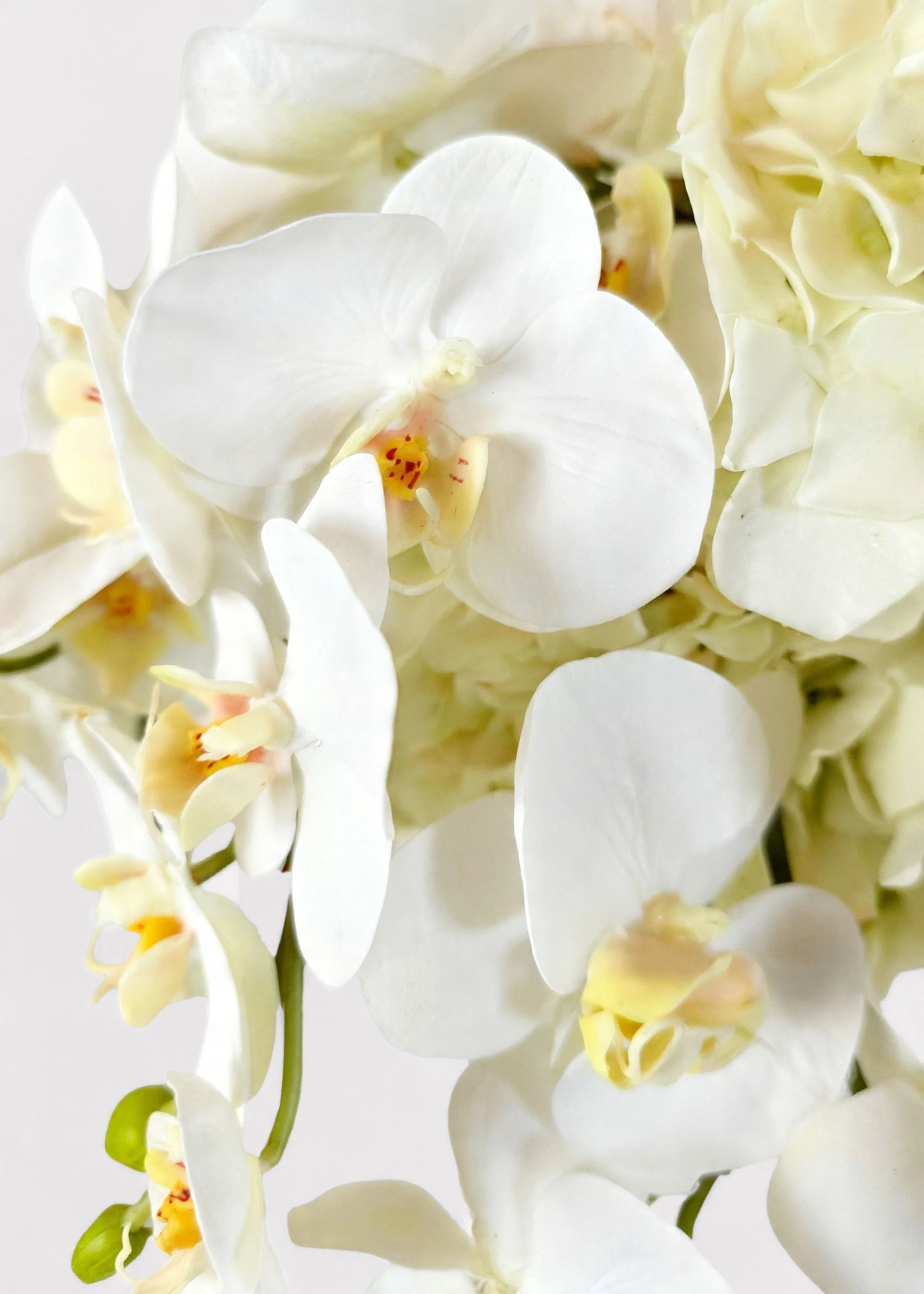 White Artificial Hydrangea and Orchid Cascading Bouquet - 20" - Image 3