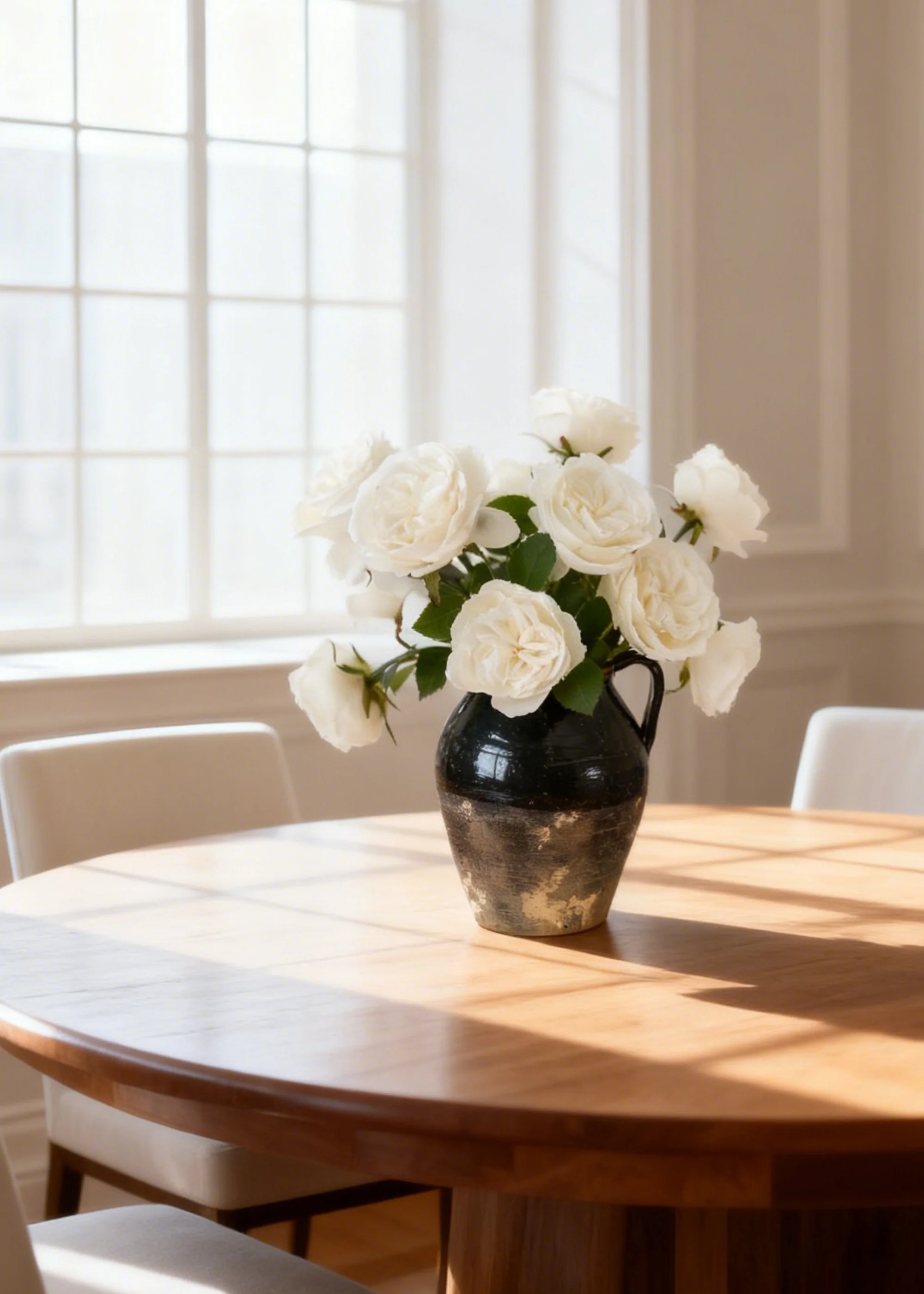 White Fake English Cabbage Rose - 20.5" - Image 3