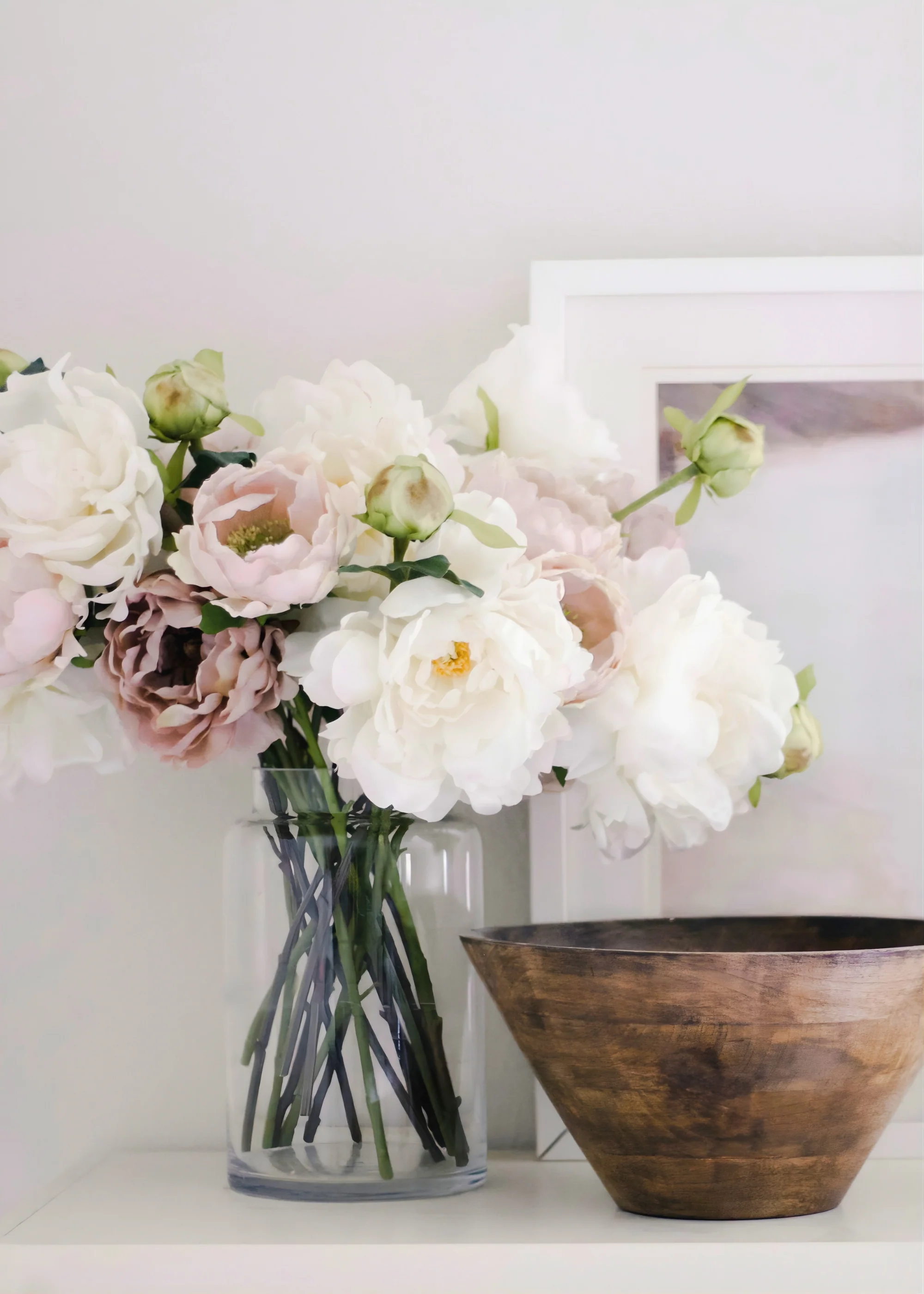 Artificial Peony Flower in Mauve Beige - 18.5" - Image 6