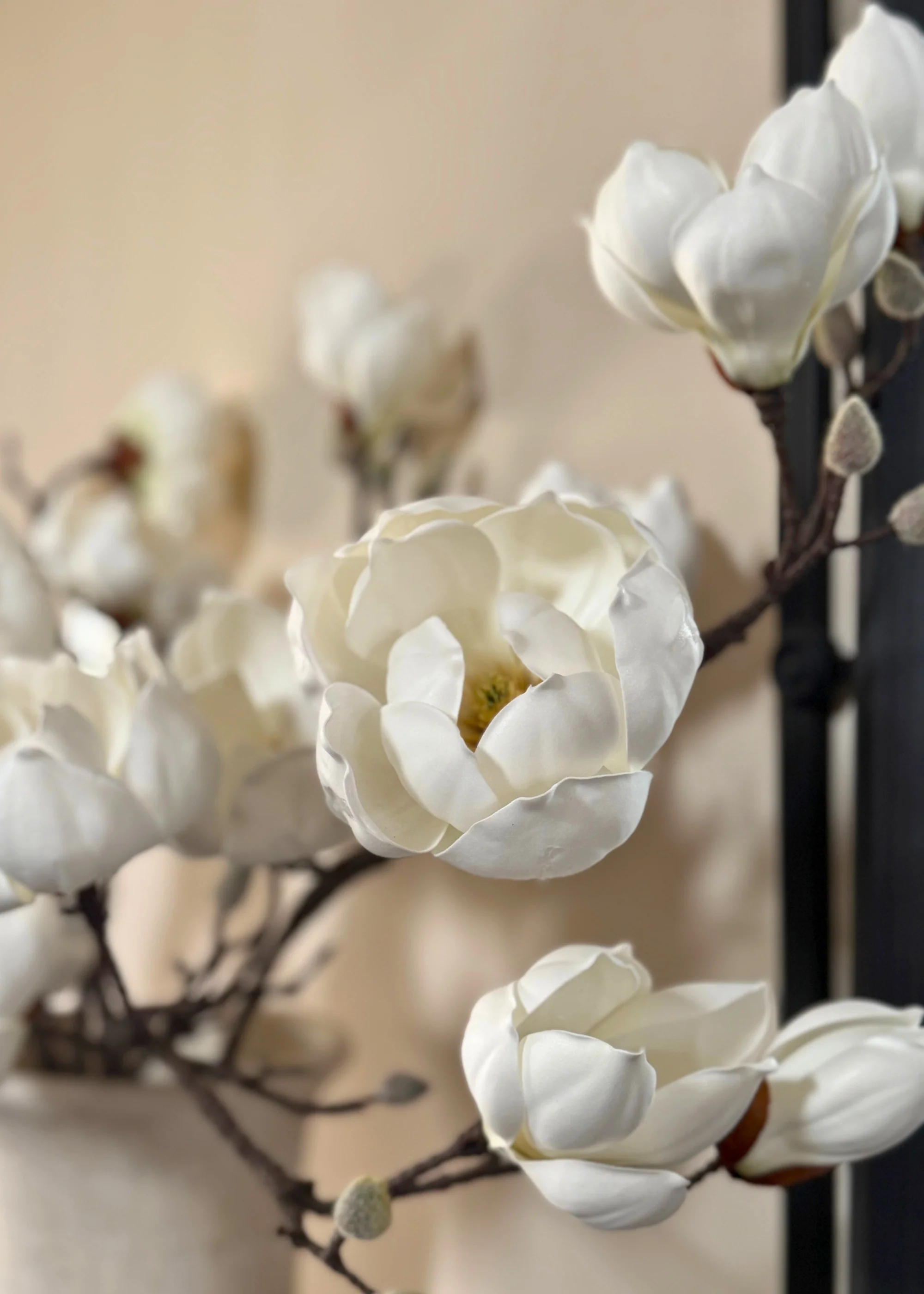Artificial Magnolia Flower Branch in White - 39" - Image 5