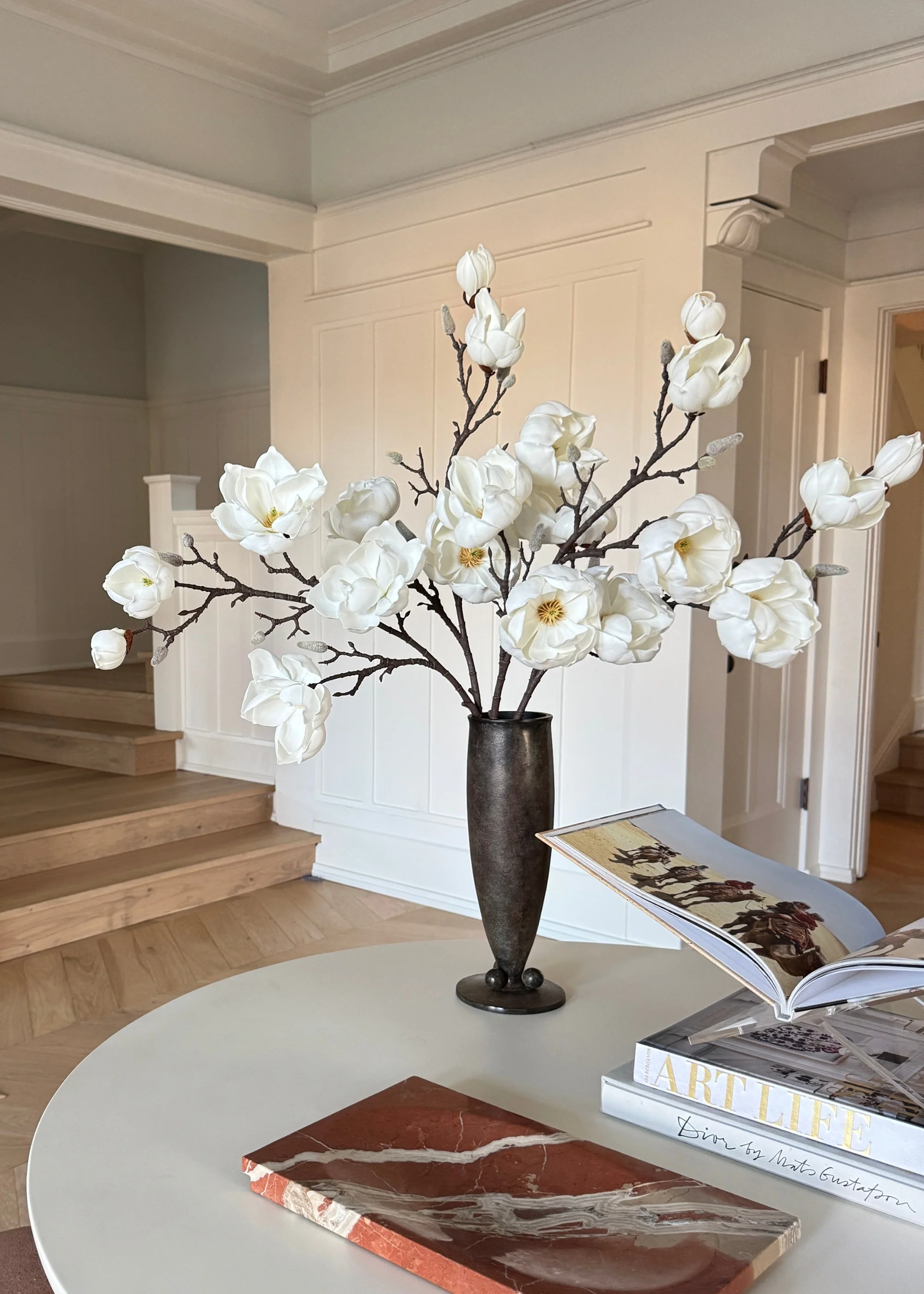 Artificial Magnolia Flower Branch in White - 39" - Image 6