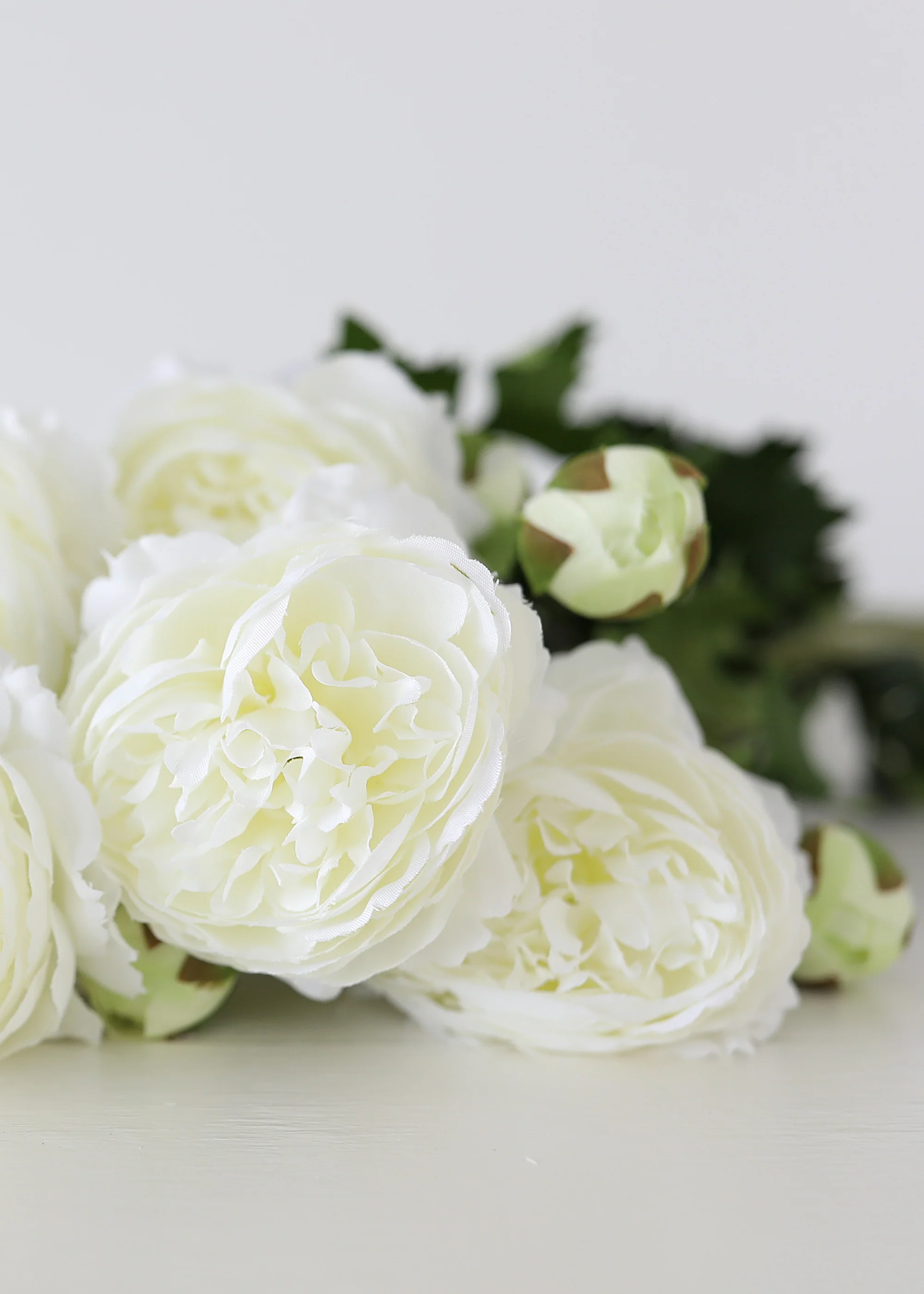 White Faux Ranunculus Flower - 18.75" - Image 5