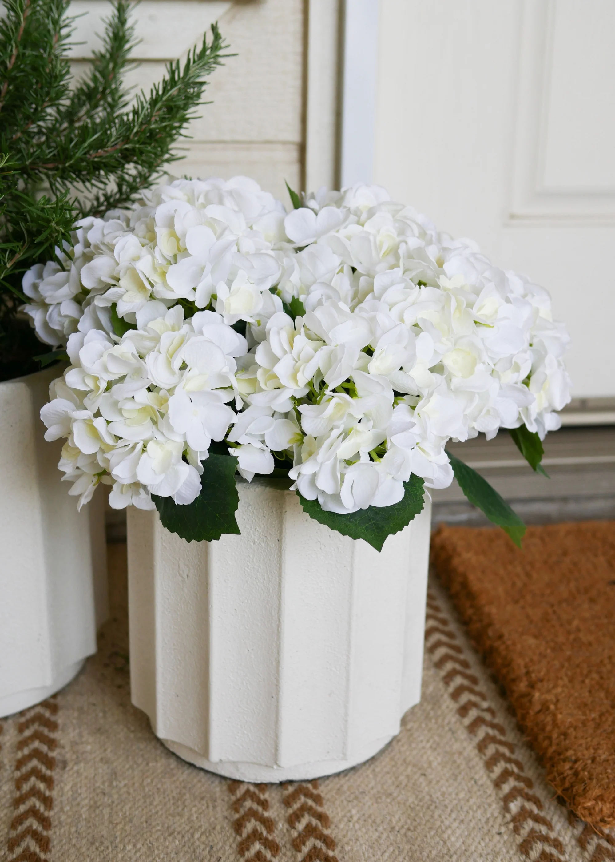 Potted Fake Hydrangea in White Green - 22" - Image 4