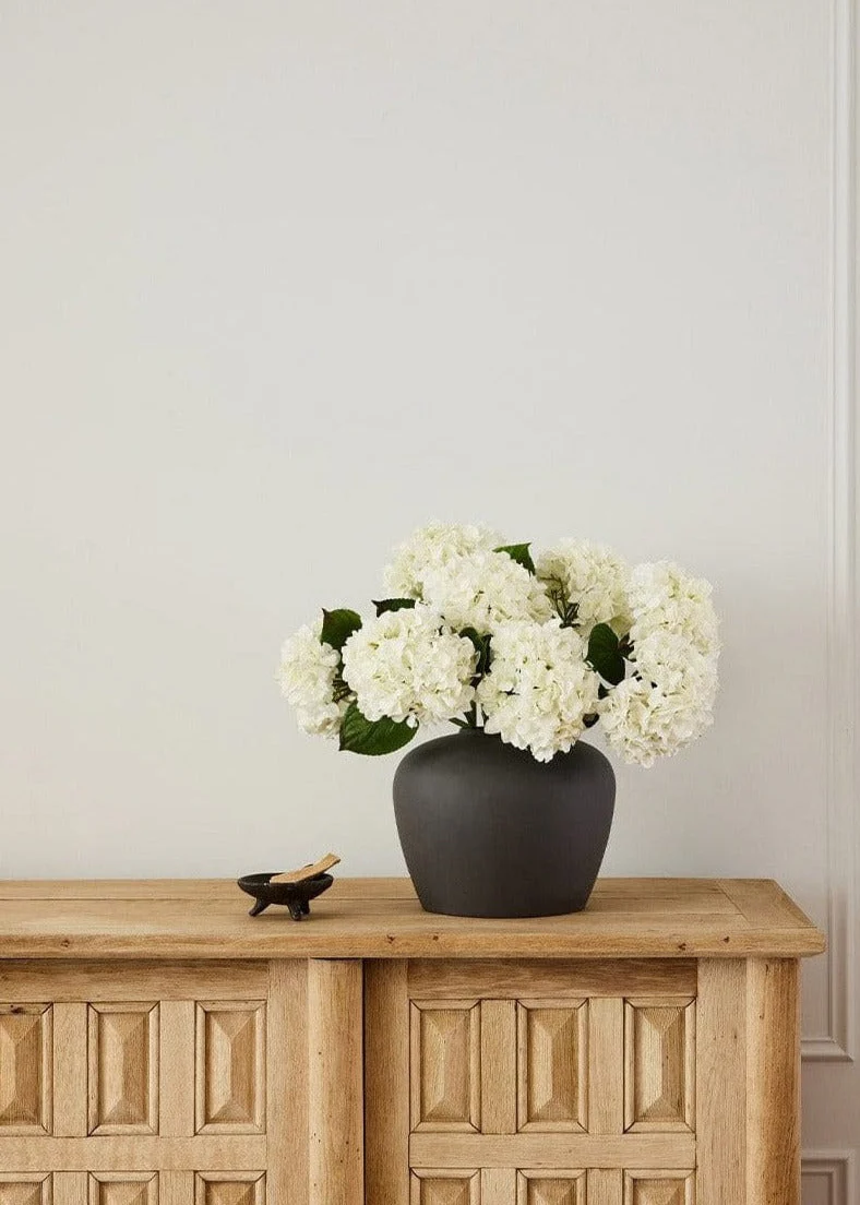 SAVE - Fake Flowers Real Touch Hydrangea Stem in Talc White  - 18" - Image 3