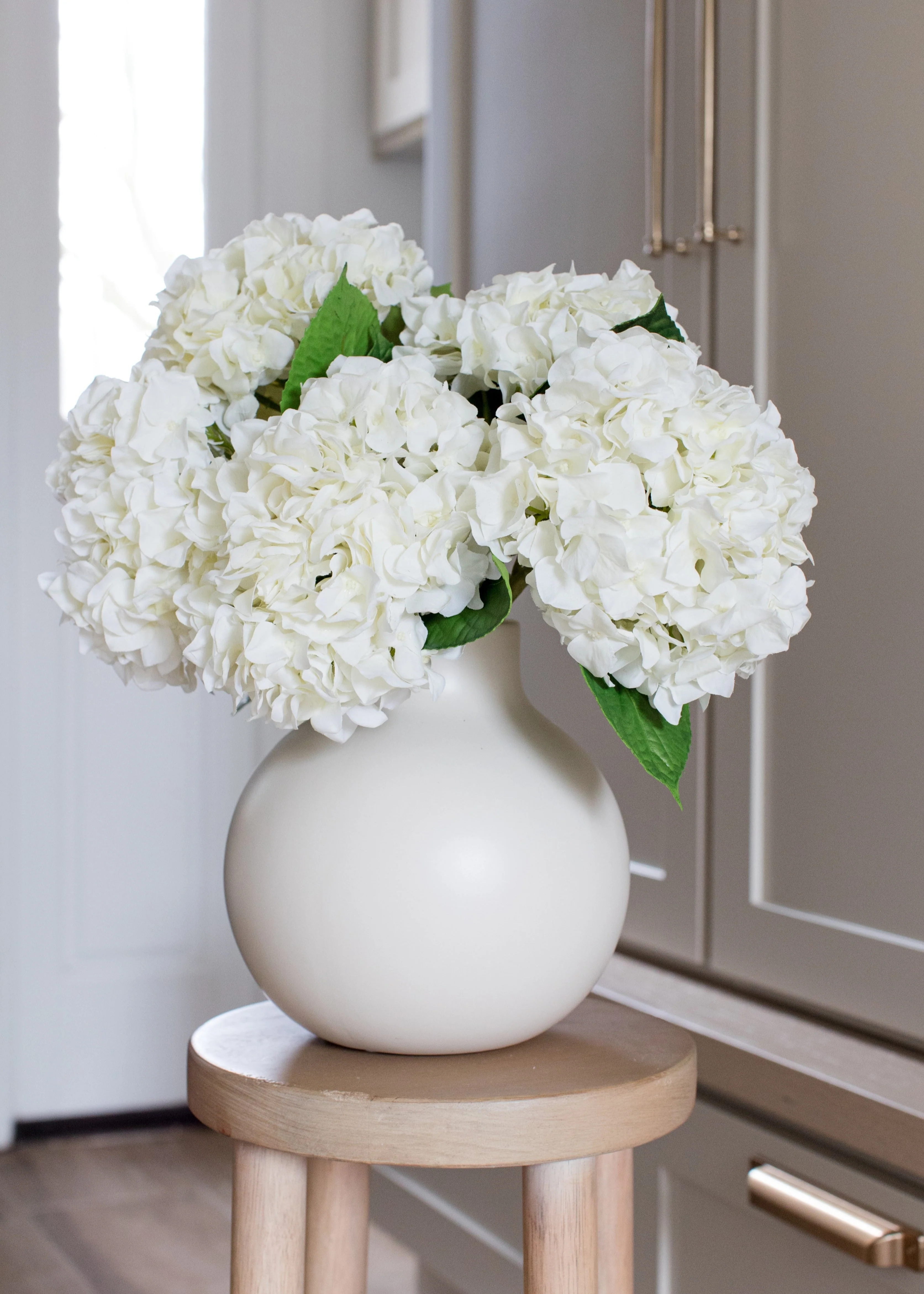 SAVE - Fake Flowers Real Touch Hydrangea Stem in Talc White  - 18" - Image 4