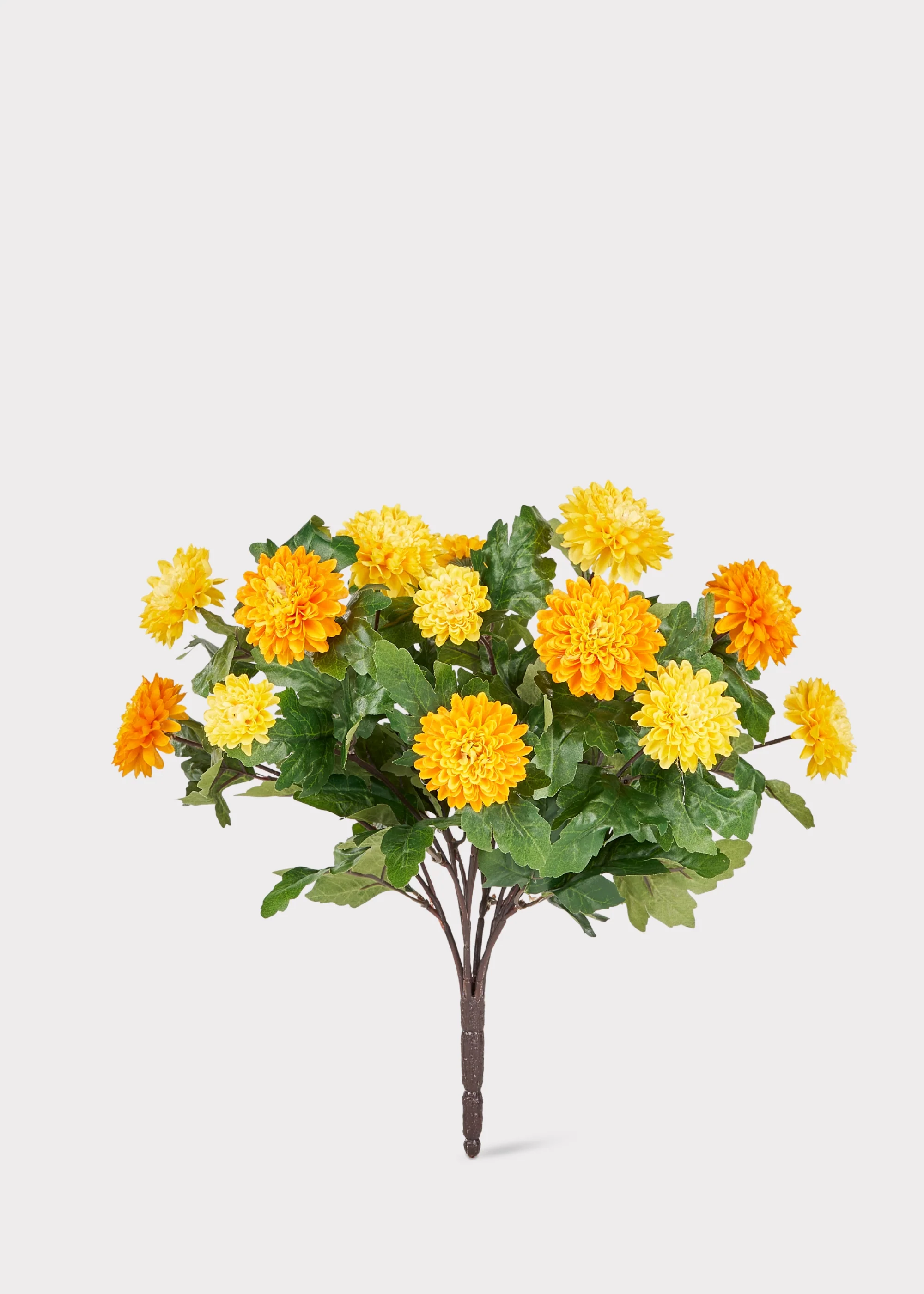 Yellow and Orange Artificial Mum Flower Bush - 14.5" - Image 2