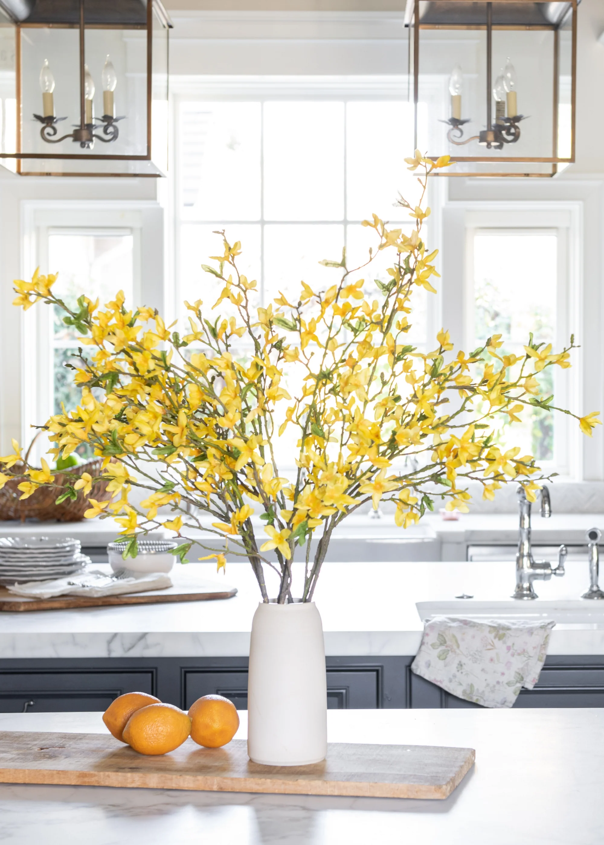 Yellow Artificial Forsythia Branch Bush - 30" - Image 2