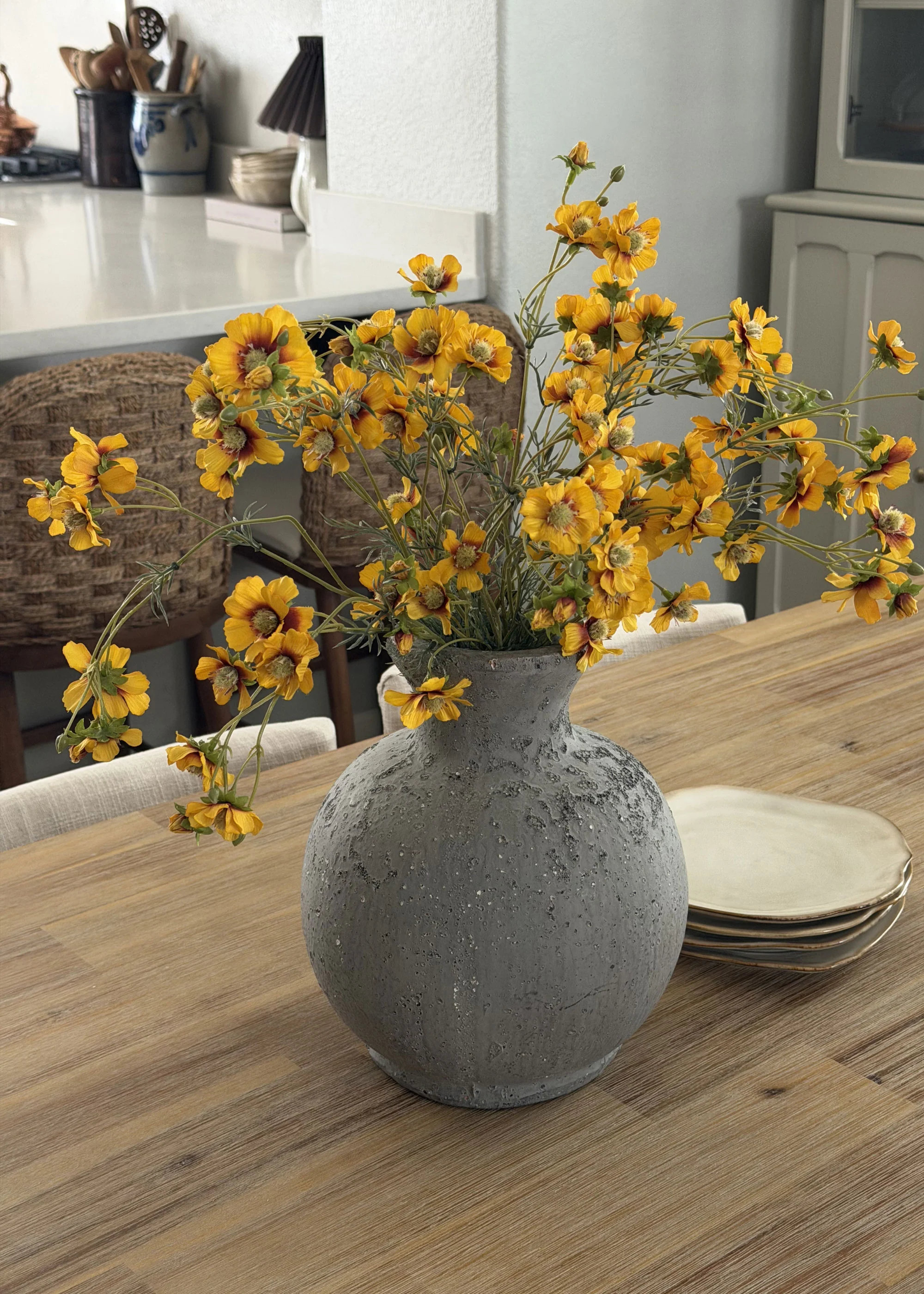 Yellow Fake Summer Cosmos Wildflower Spray - 38" - Image 2