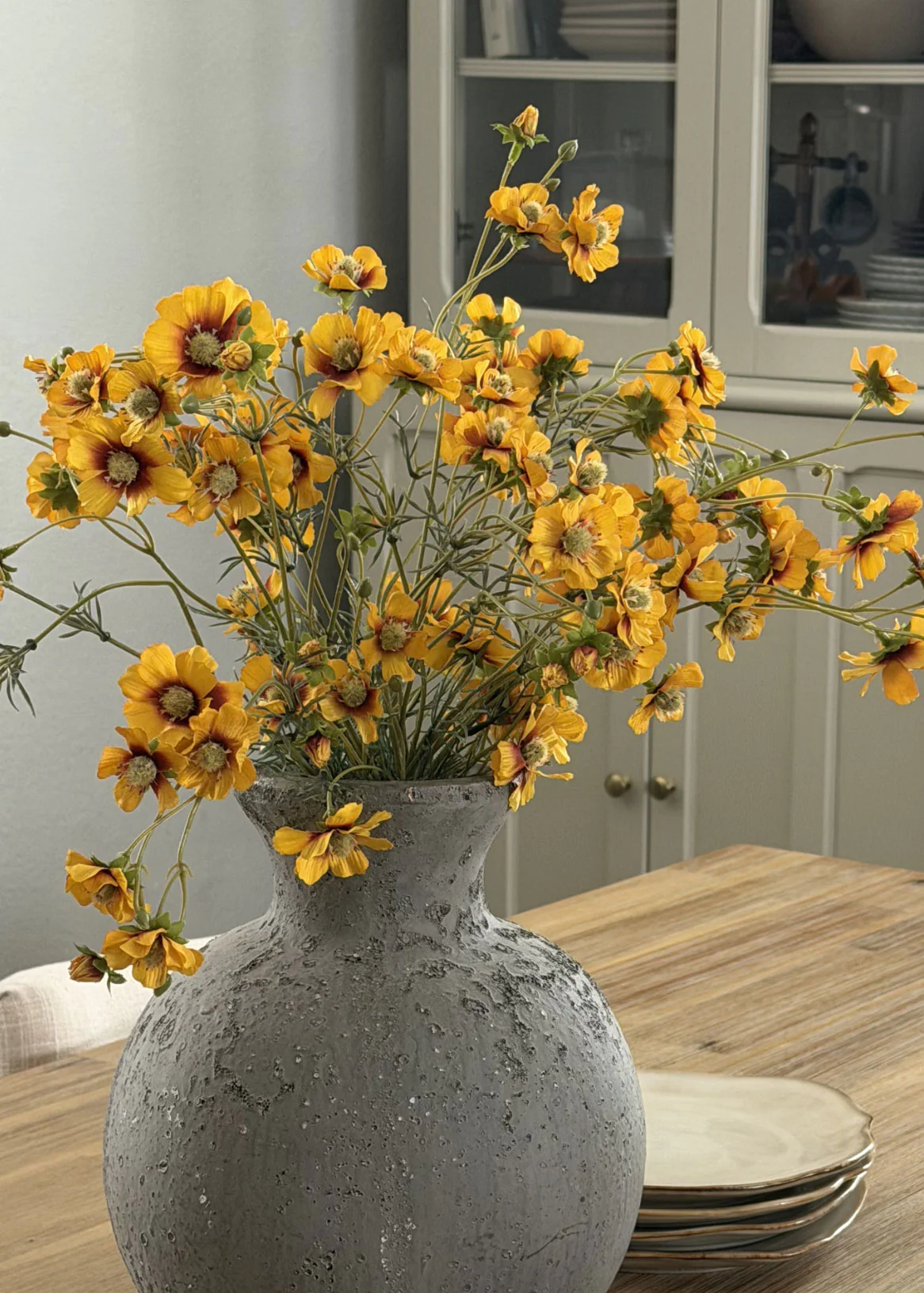 Yellow Fake Summer Cosmos Wildflower Spray - 38" - Image 3