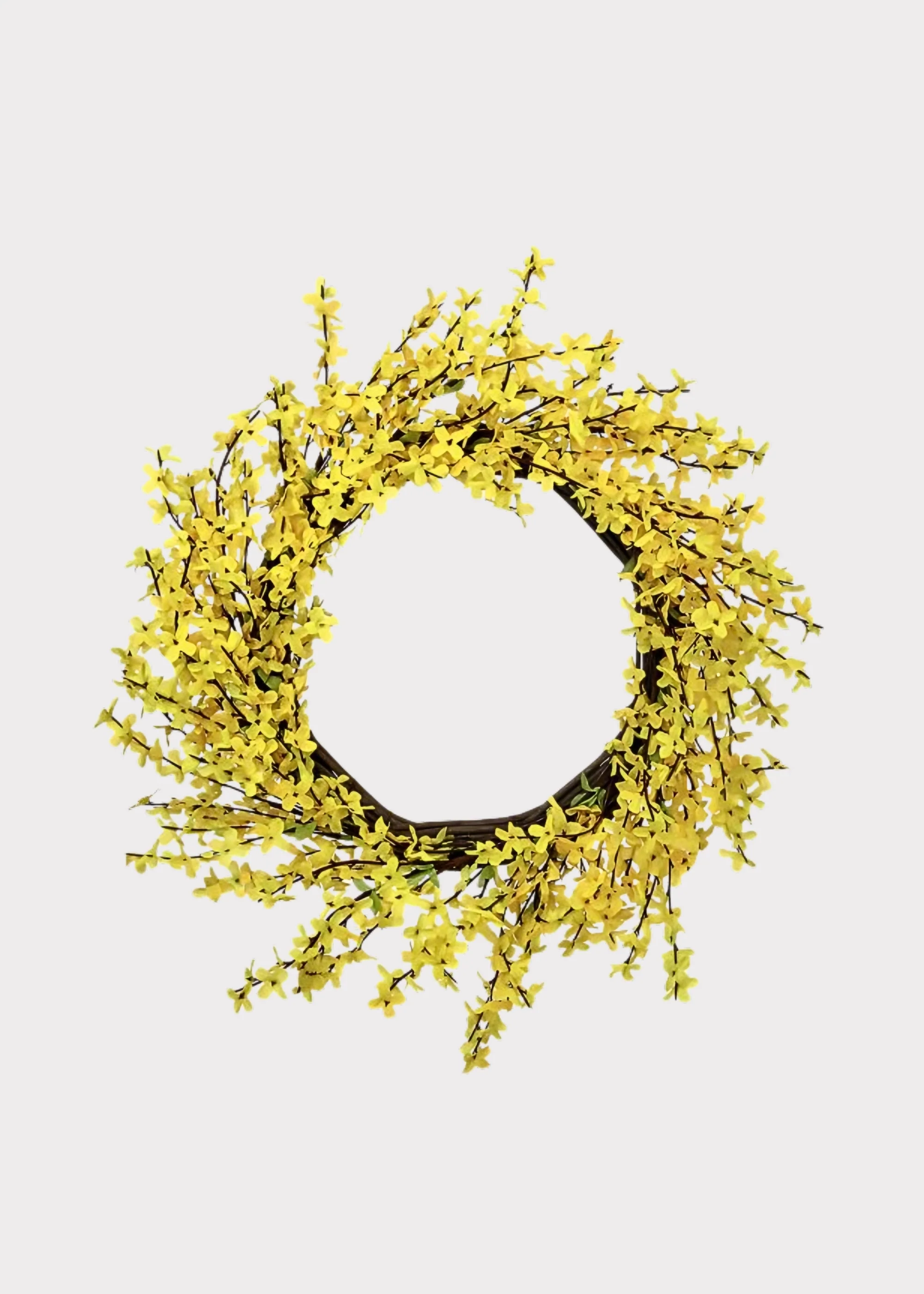 Yellow Forsythia Fake Spring Flower Wreath - 22"